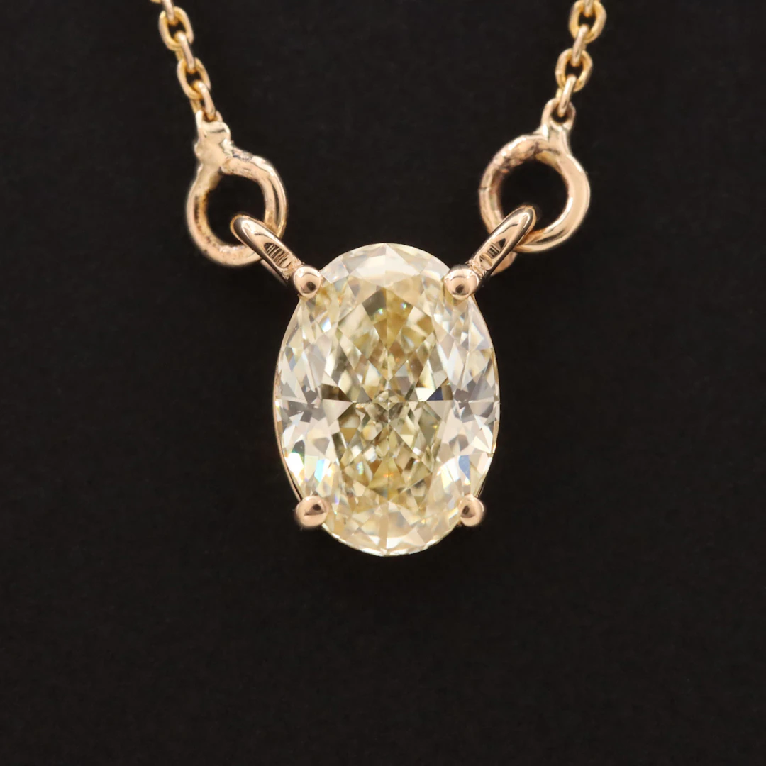 14K 1.03 CT Lab Grown Yellow Diamond Solitaire Necklace with IGI Report