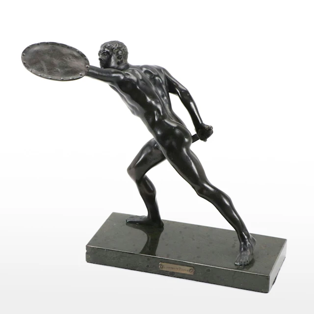 Bronze Statue After "Borghese Gladiator," Mid to Late 20th Century