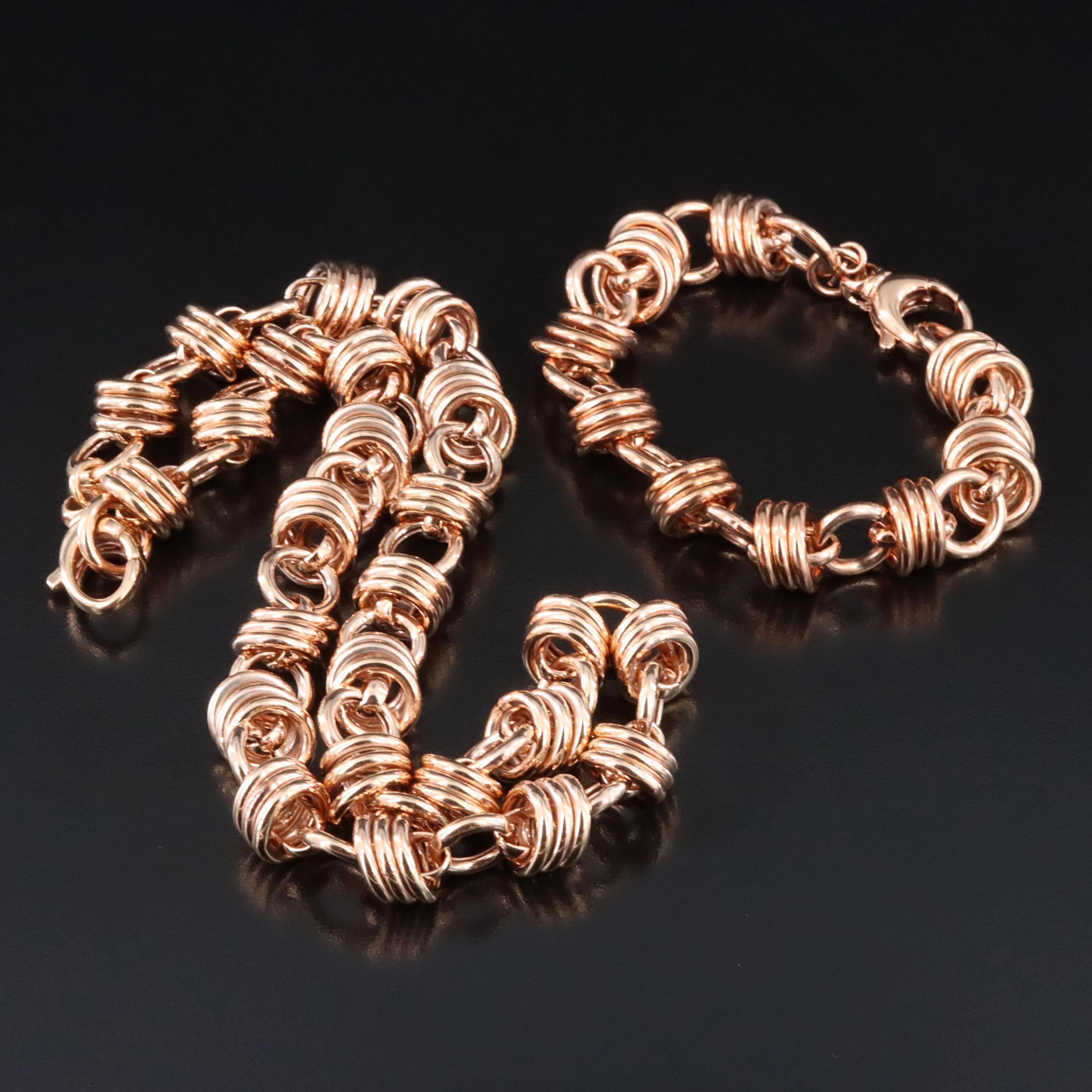 Milor Bronze Fancy Link Necklace and Bracelet Set