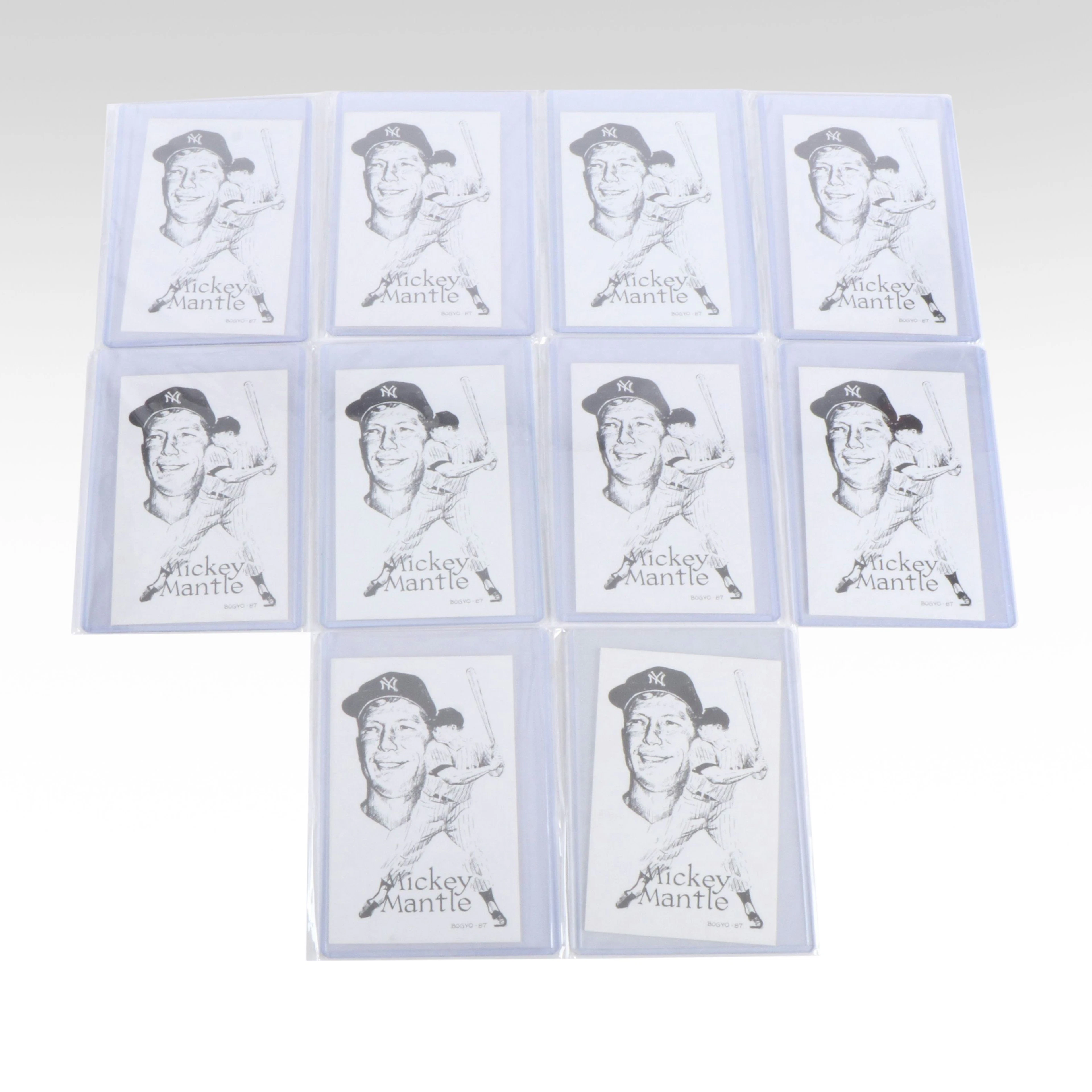 Ten B&W Mickey Mantle Etchings Postcards, 3-Starr Press