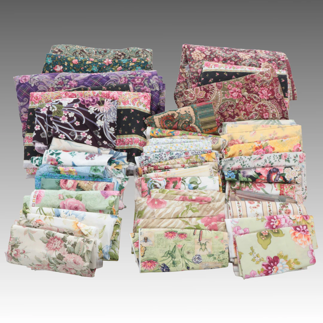 Quilting Floral Fat Quarters with Pre-Quilted and Other Assorted Fabric