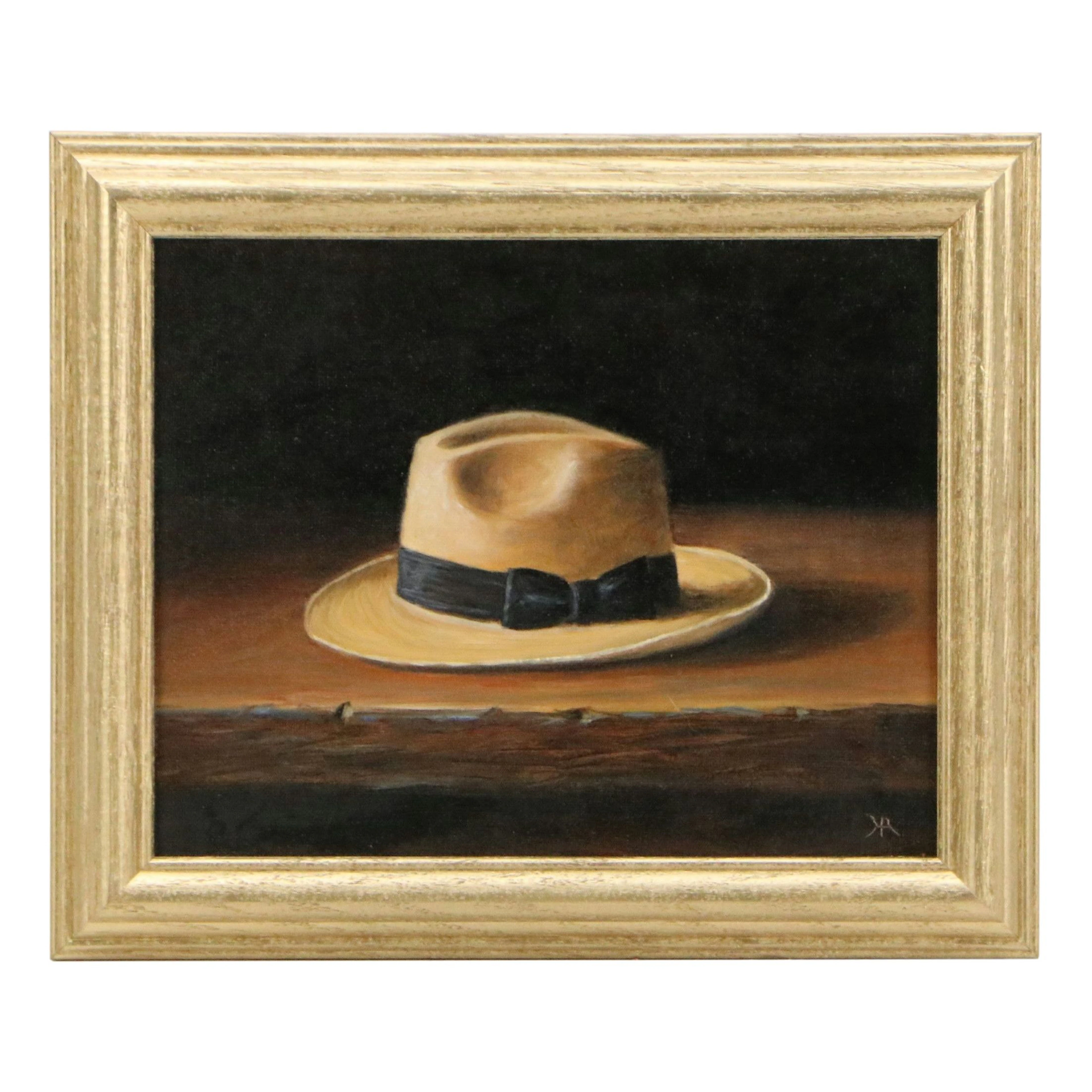 Houra H. Alghizzi Oil Painting "Fedora Hat," 2026