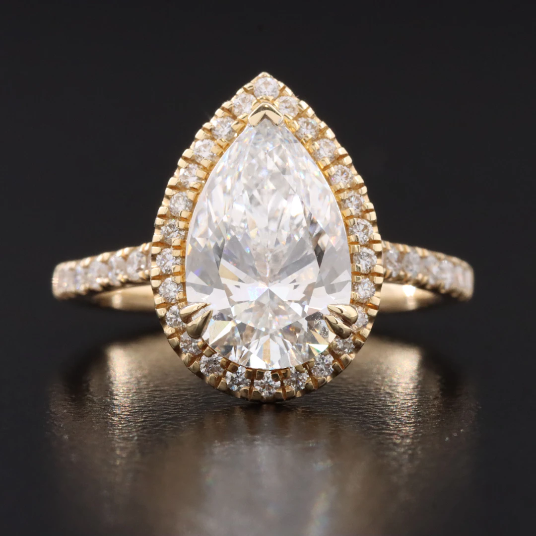 14K 3.00 CTW Lab Grown Diamond Ring with Halo and IGI Report
