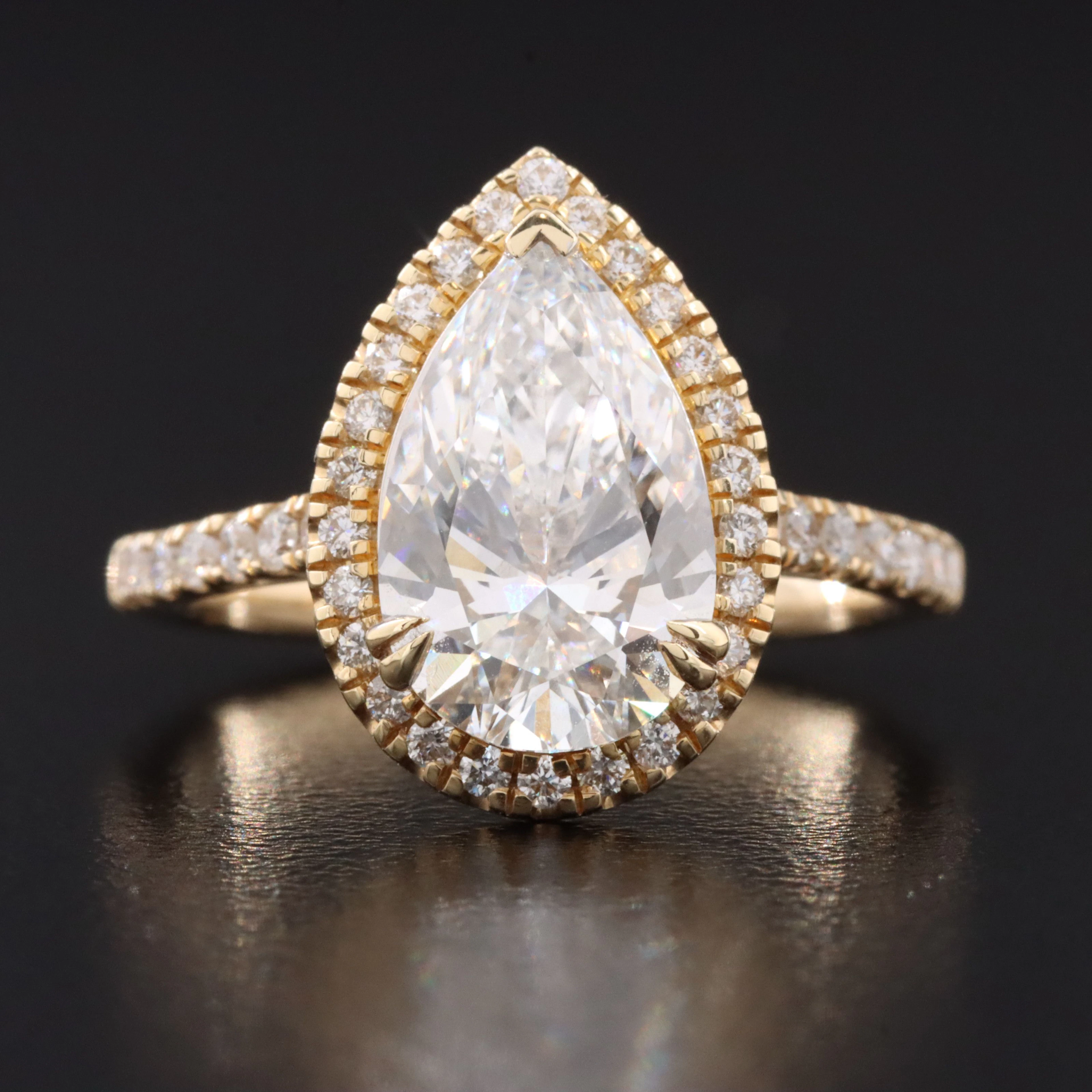 14K 3.00 CTW Lab Grown Diamond Ring with Halo and IGI Report