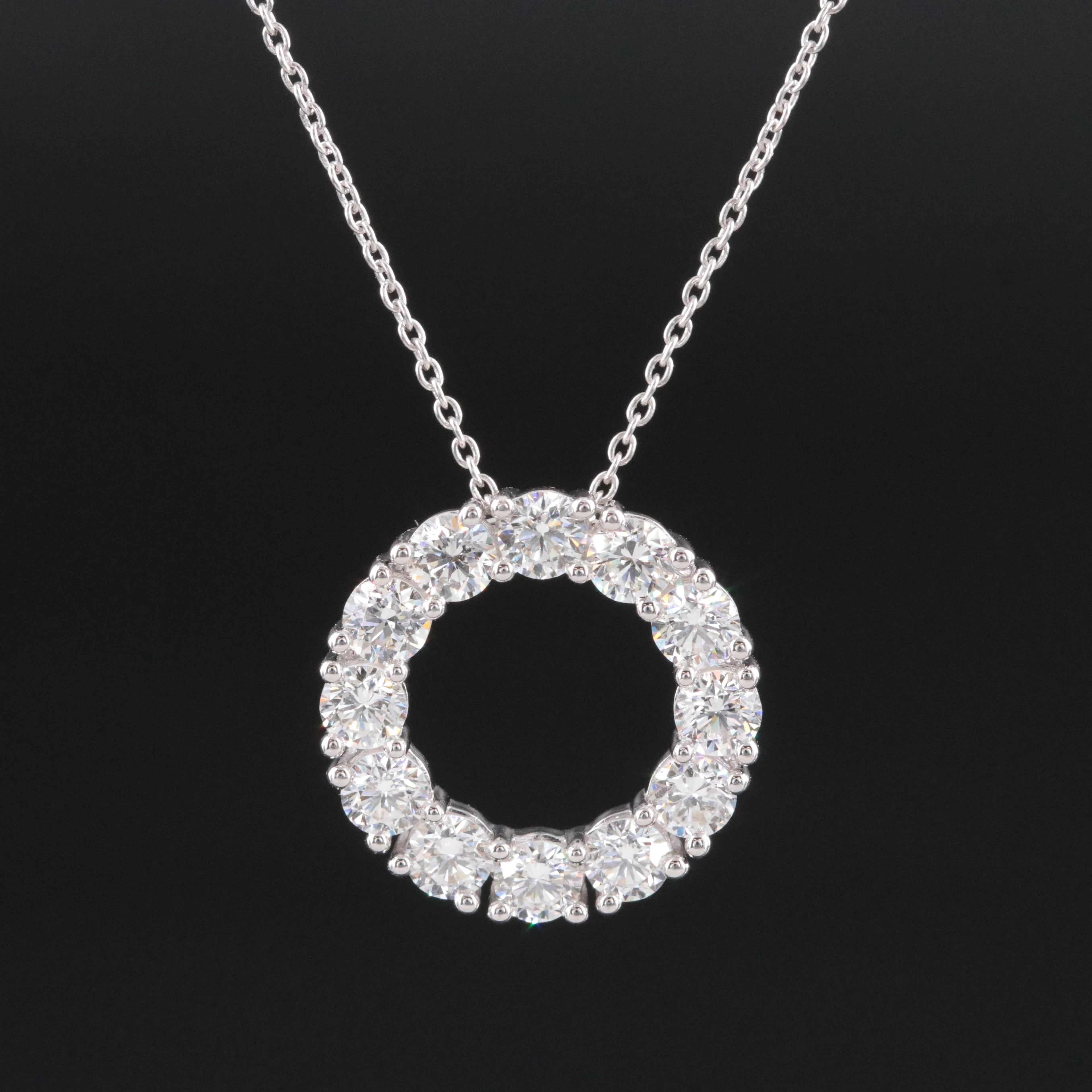 14K 2.00 CTW Lab Grown Diamond Circle Pendant Necklace with IGI Report
