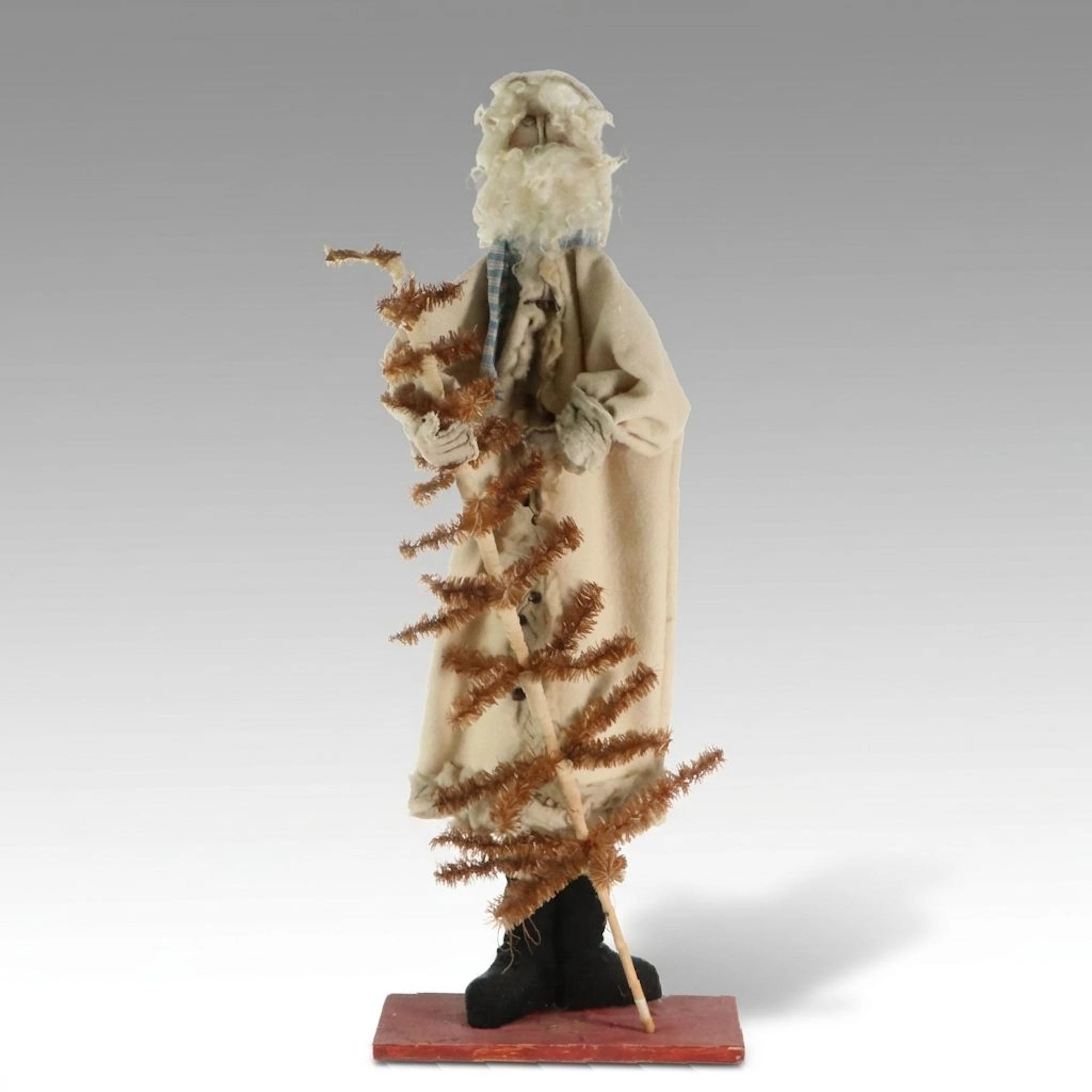 Primitive Santa Claus Figure Holding Tree