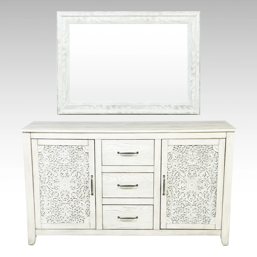 Dwell Studio Contemporary Light Grey Dresser and Wall Mirror