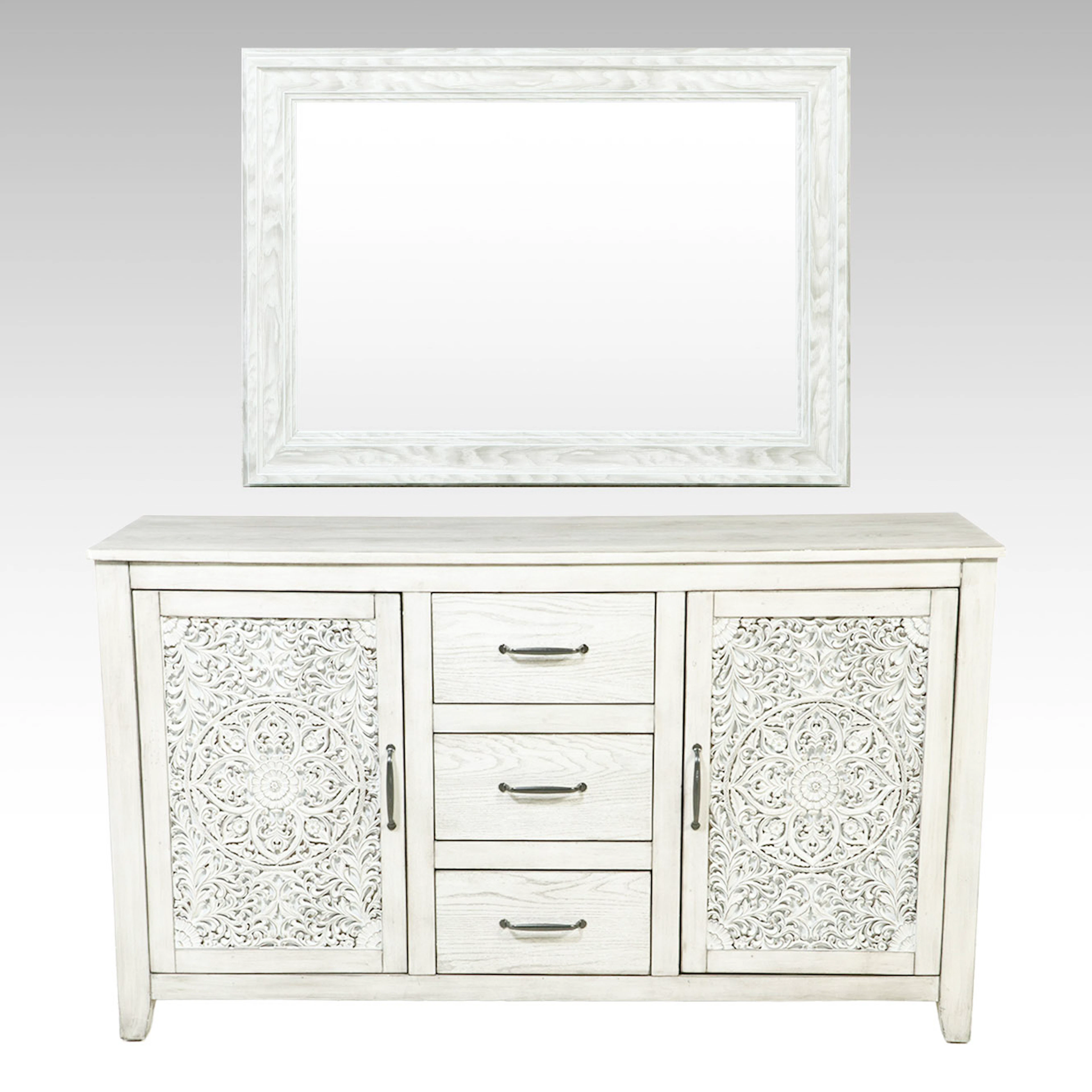 Dwell Studio Contemporary Light Grey Dresser and Wall Mirror
