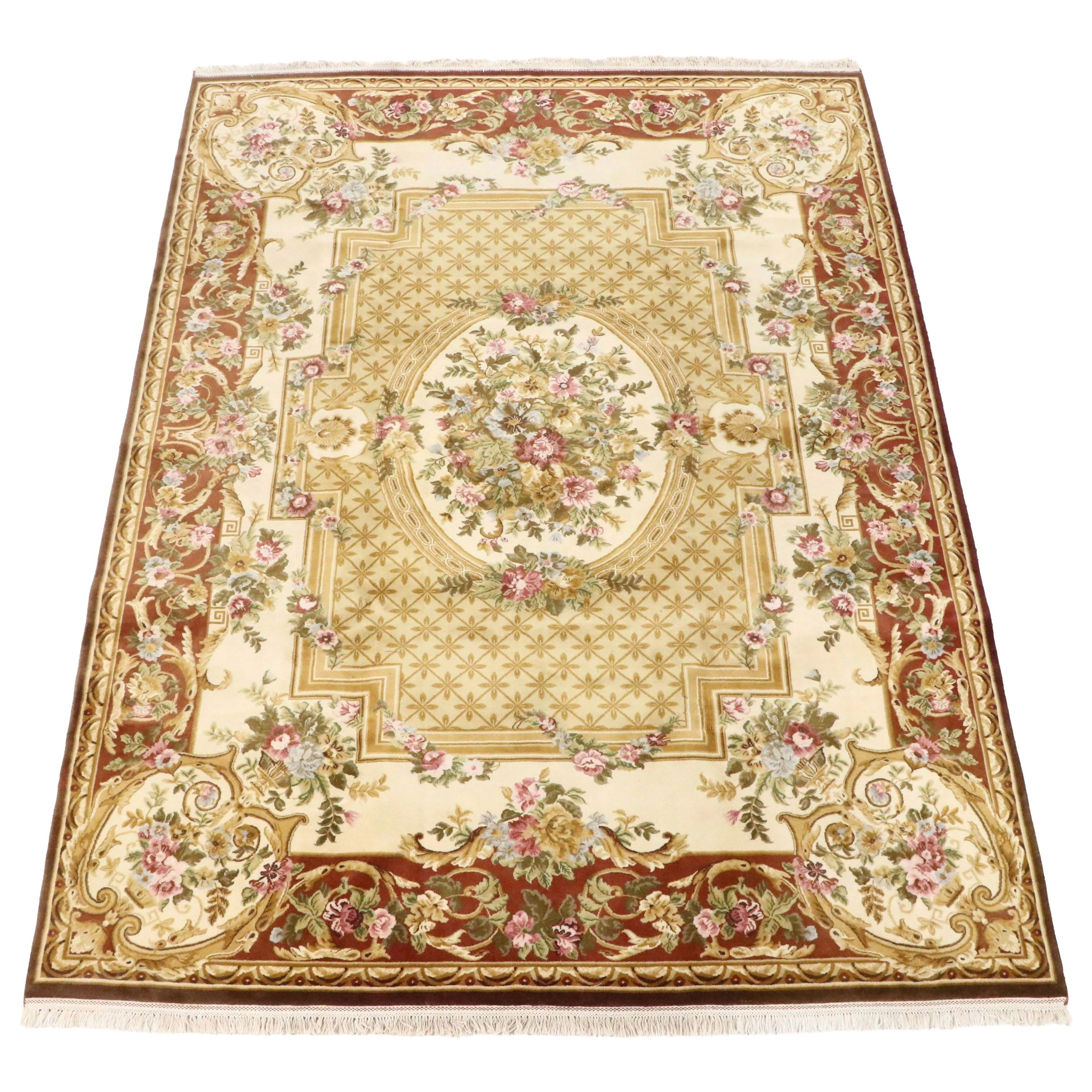 8'11 x 12'8 Hand-Knotted Sino-French Aubusson Room Sized Rug