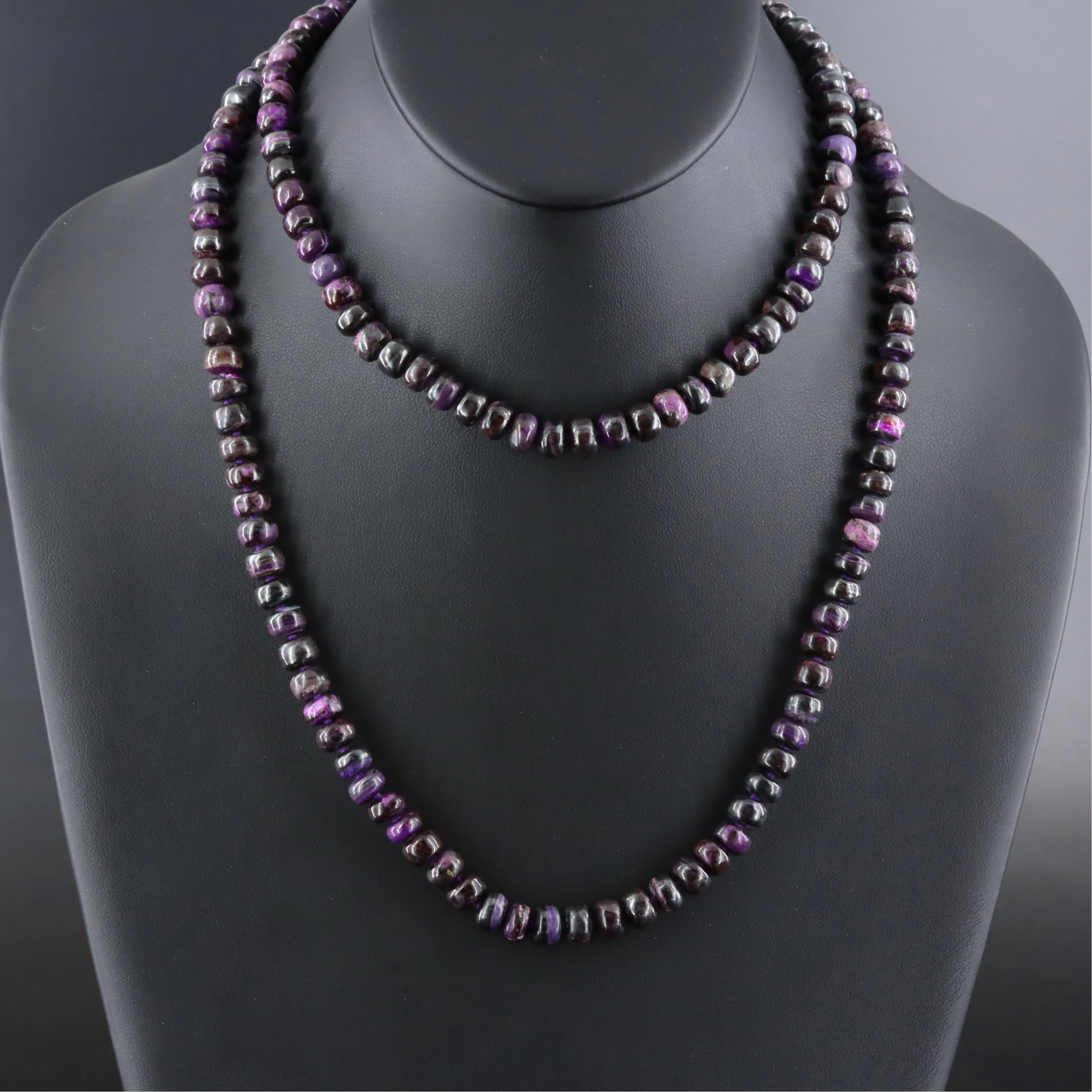 Sterling Sugilite Necklace with Diamond Clasp Attributed to Sheryl Lowe