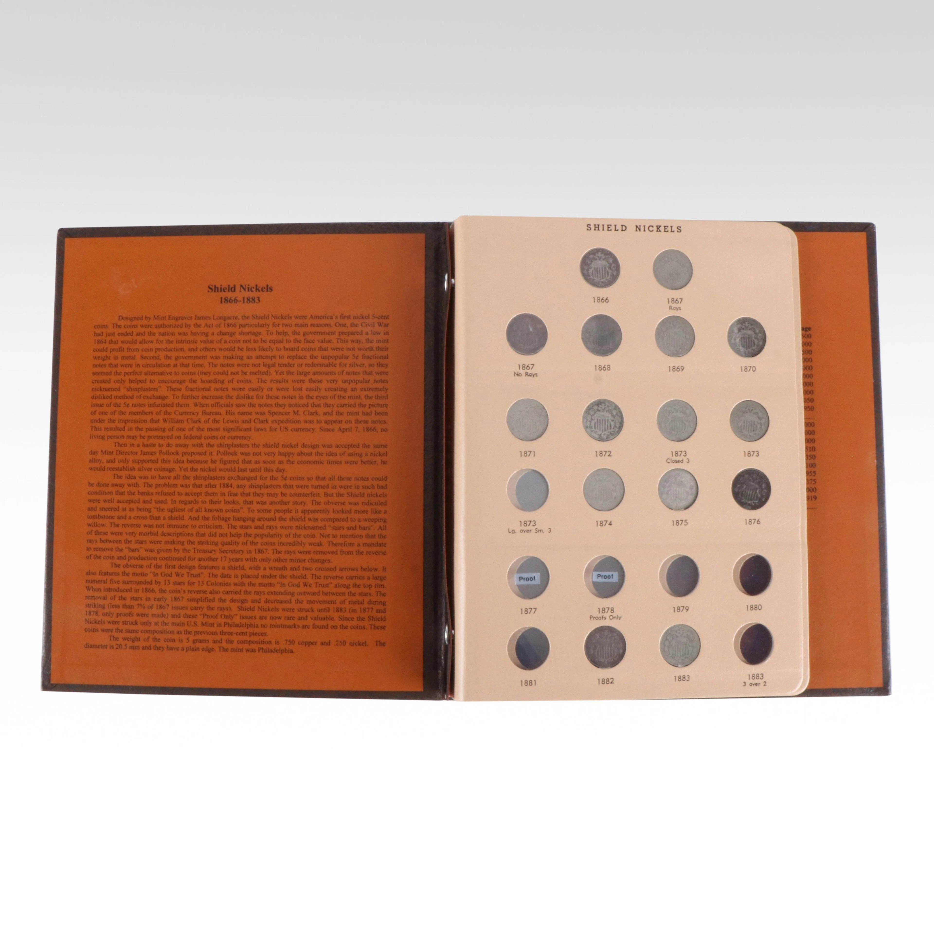 Partial Set of Shield Nickels with Fifteen Different Coins