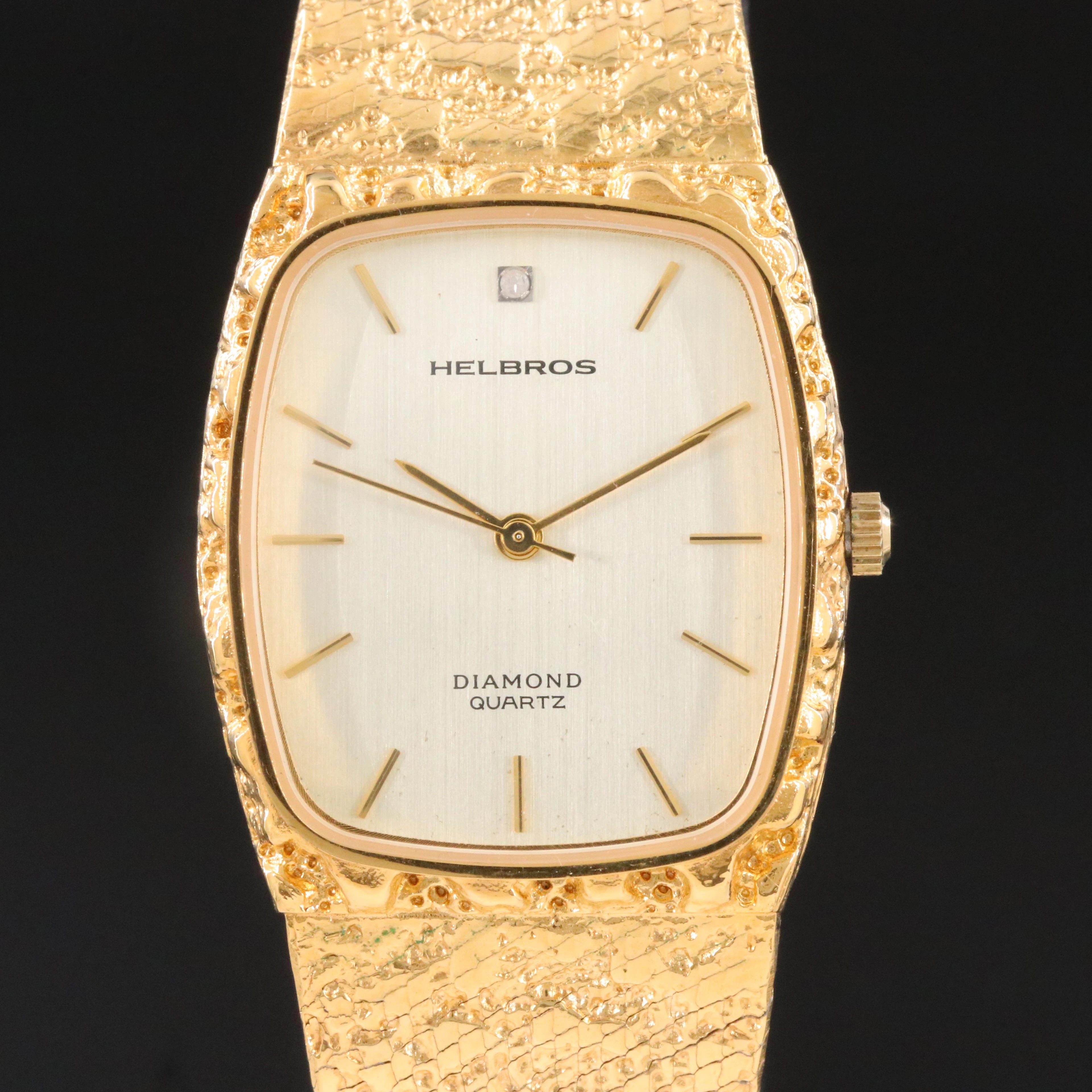 Helbros Diamond Quartz Watch with Nugget Style Bracelet