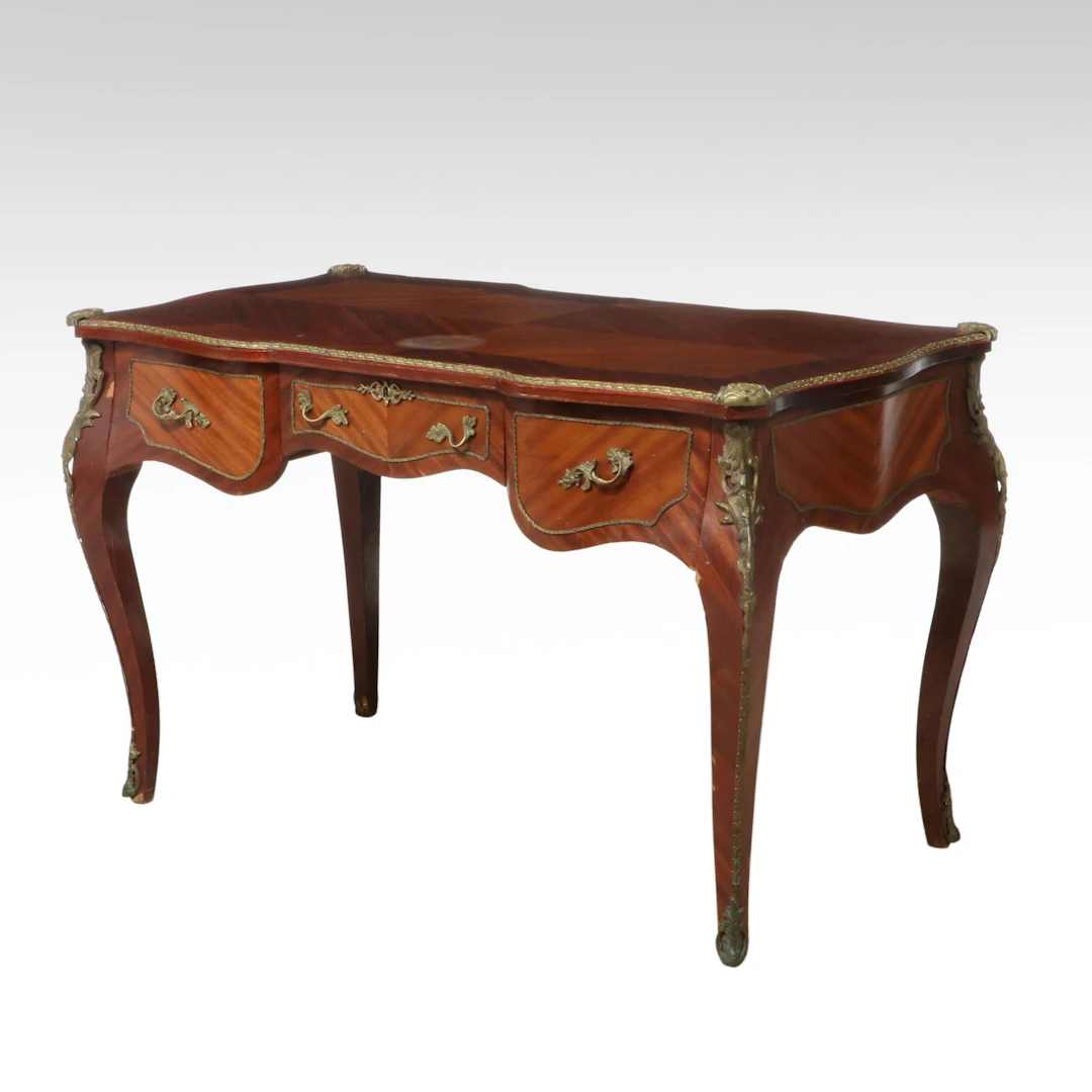 Louis XV Style Ormolu Mounted Bureau Plat Writing Desk, Early to Mid-20th C.