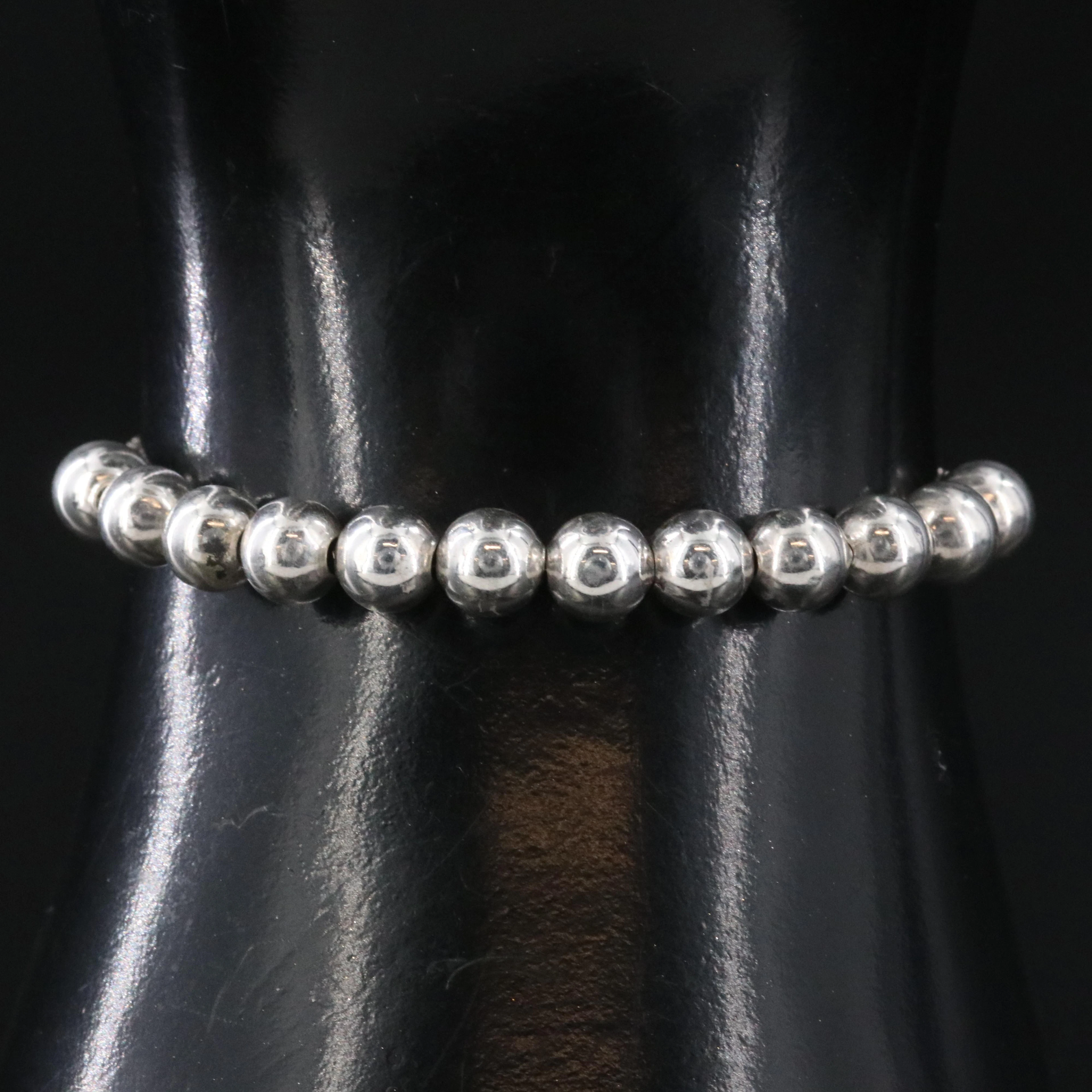 Sterling Box Chain and Bead Bolo Bracelet