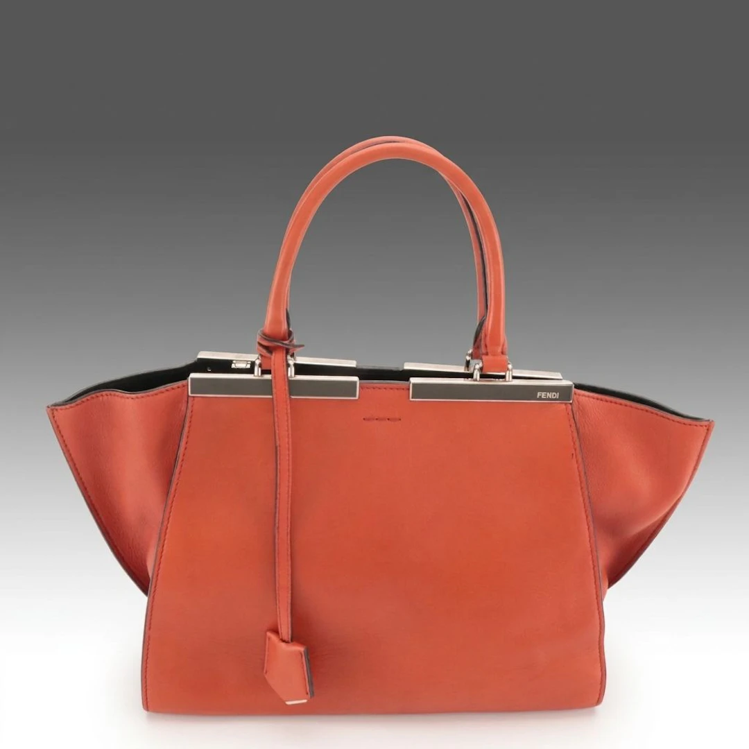 Fendi 3Jours Two-Way Satchel Bag in Orange Calfskin Leather