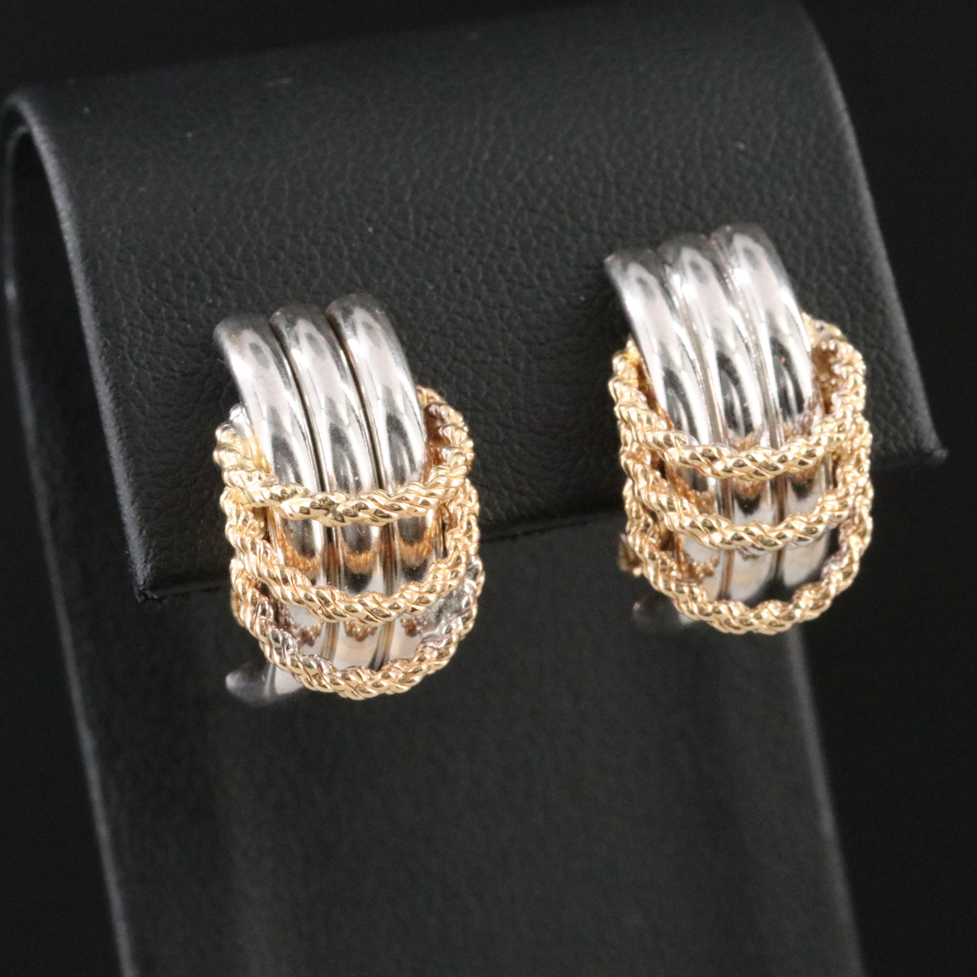 14K Half-Hoop Earrings with Rope Detail