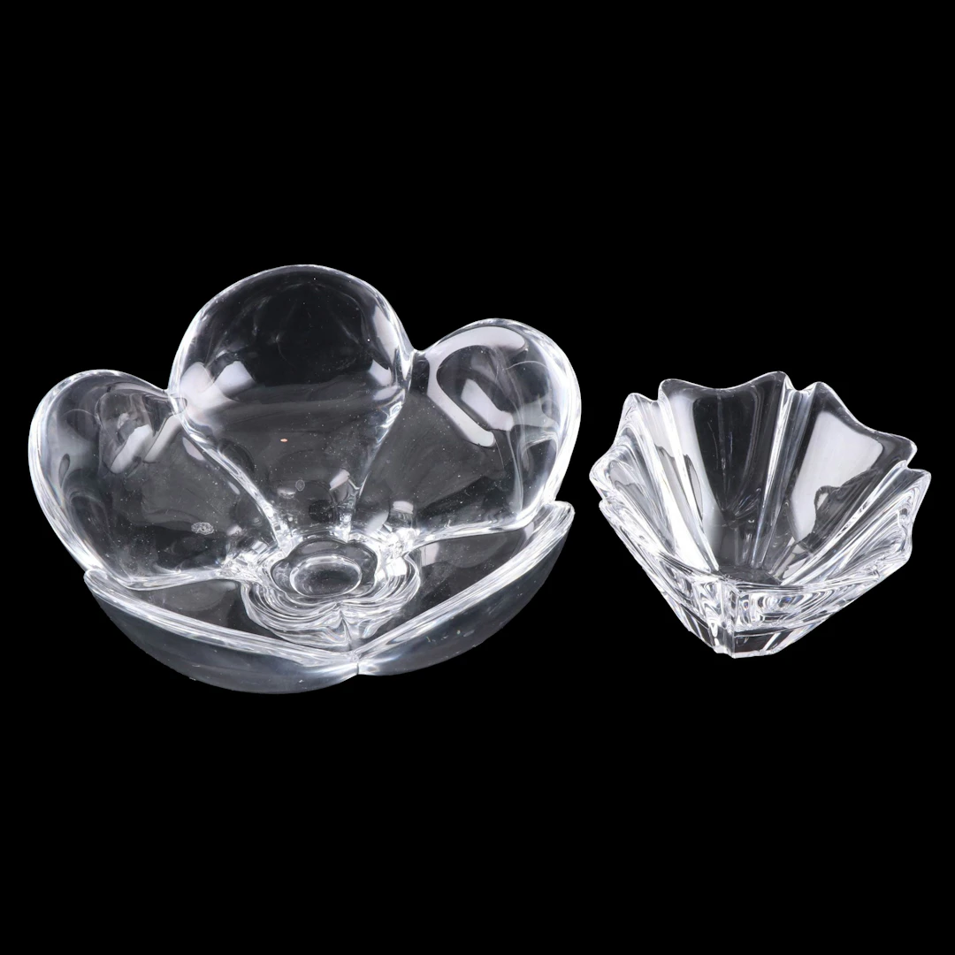 Orrefors "Pomona" and "Orion" Crystal Bowls Designed by Lars Hellsten
