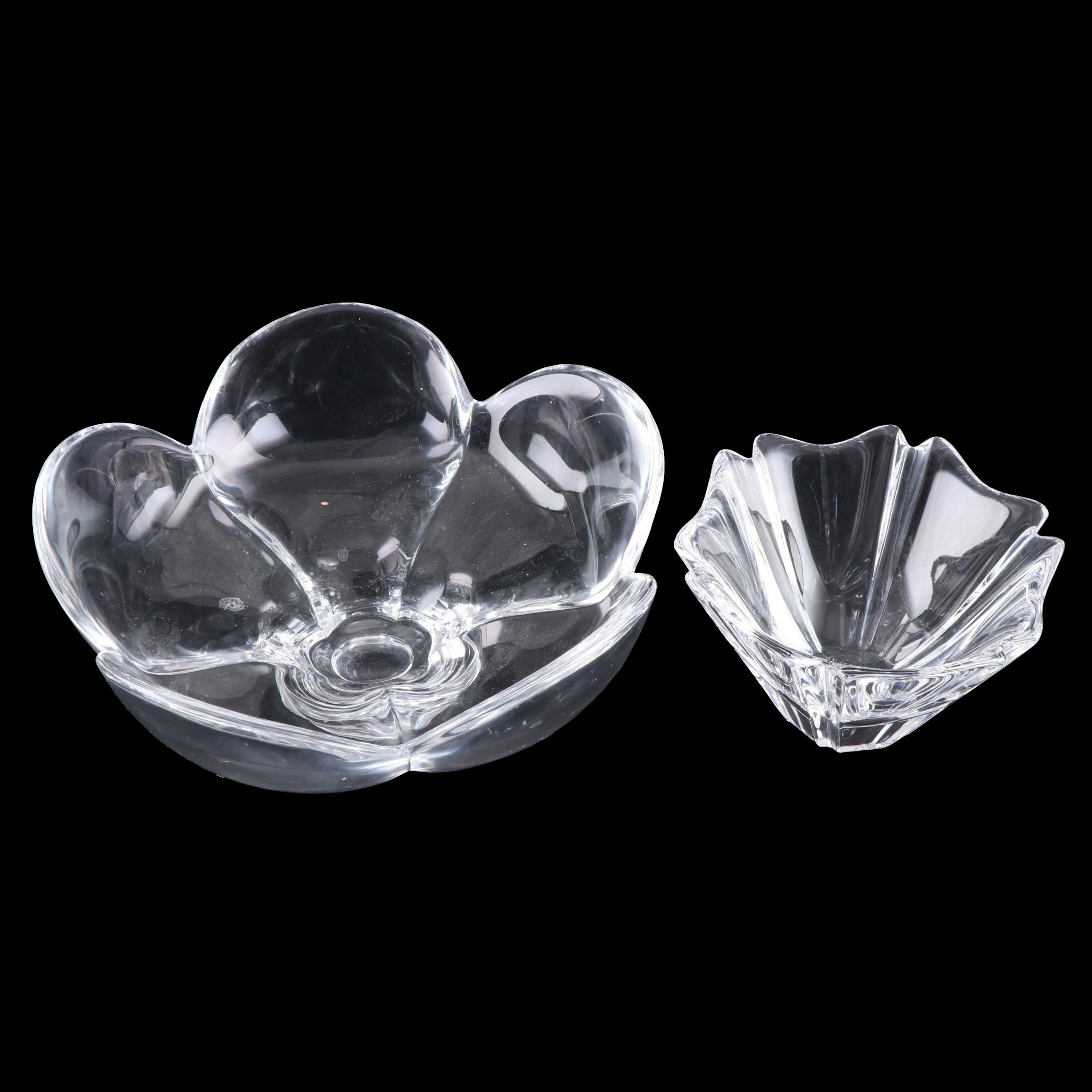 Orrefors "Pomona" and "Orion" Crystal Bowls Designed by Lars Hellsten