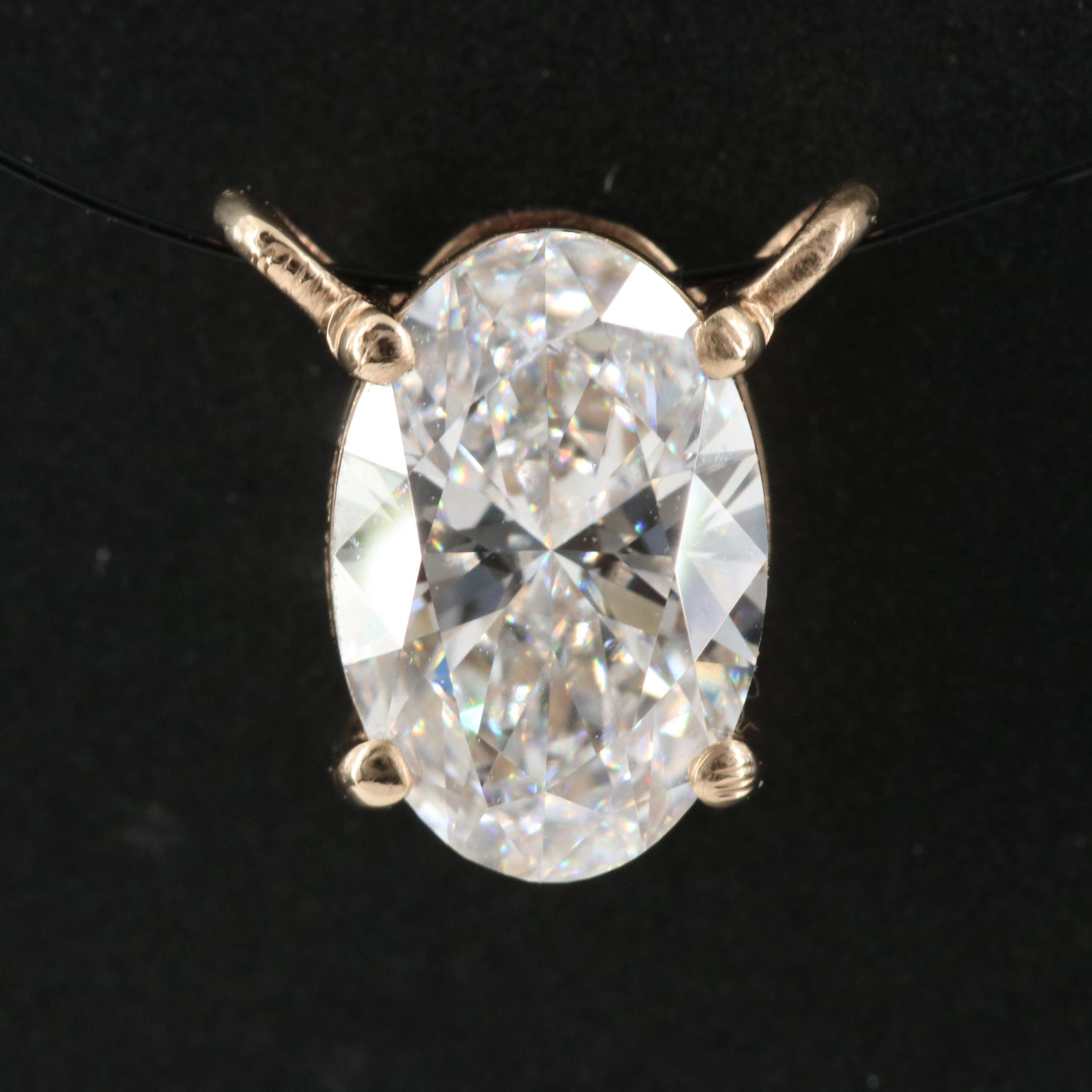 14K Pendant Setting with 1.05 CT Lab Grown Diamond and IGI Report