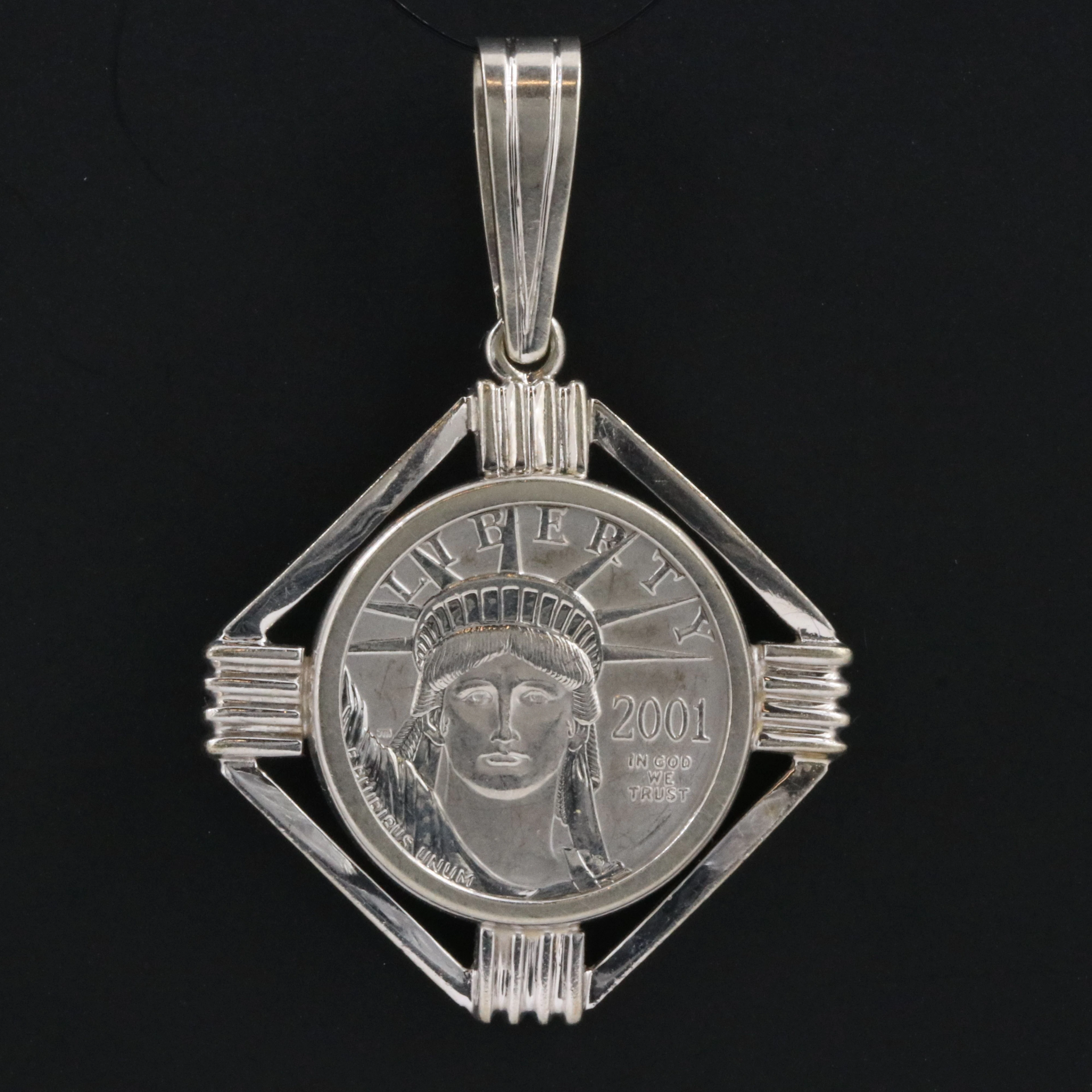 14K Pendant with 2001 $10 1/10th-Oz. Platinum Eagle Bullion Coin