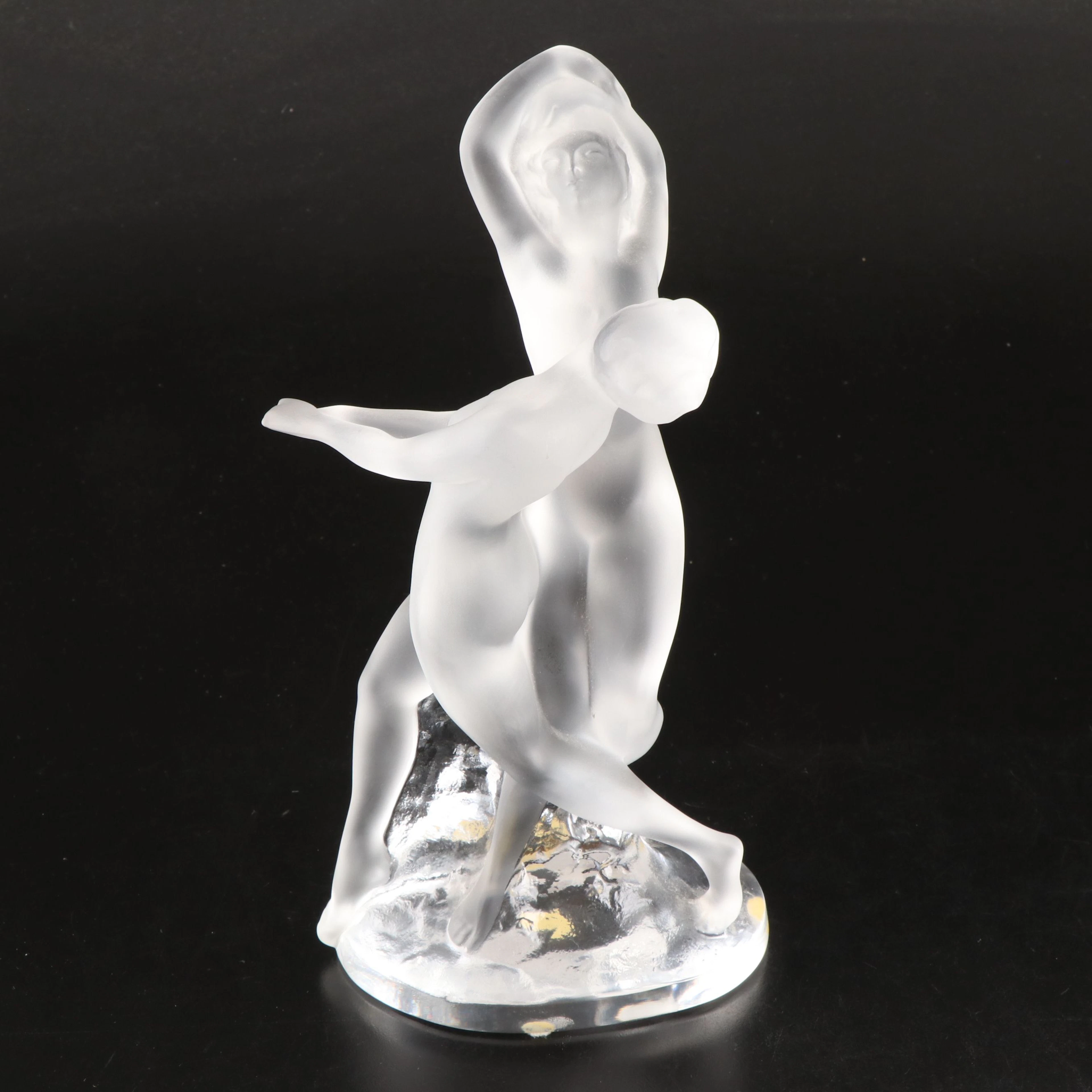 Lalique Frosted Crystal Sculpture "Deux Danseuses [Two Dancers]," Late 20th C.