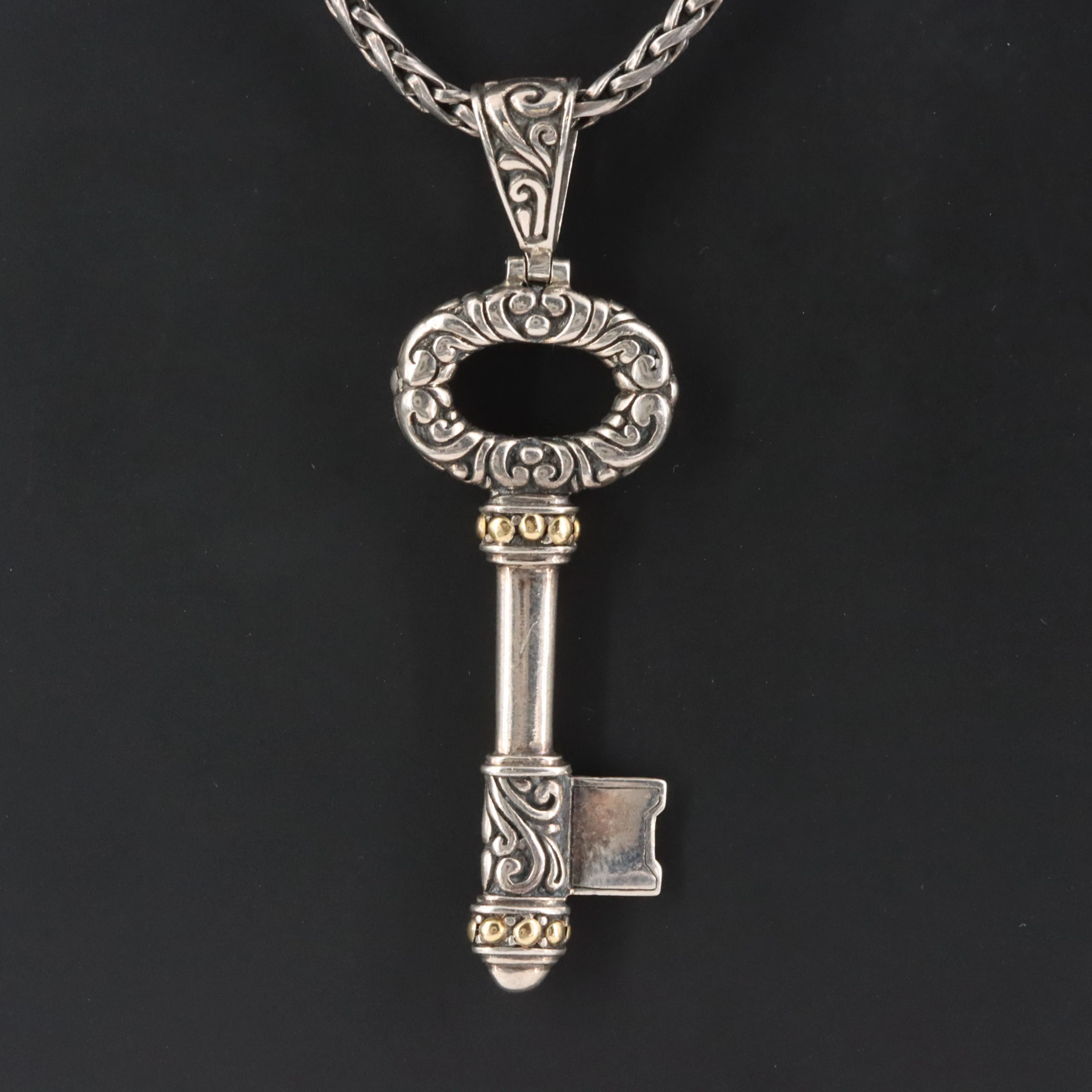 Effy Sterling Key Pendant Necklace with 18K Accents