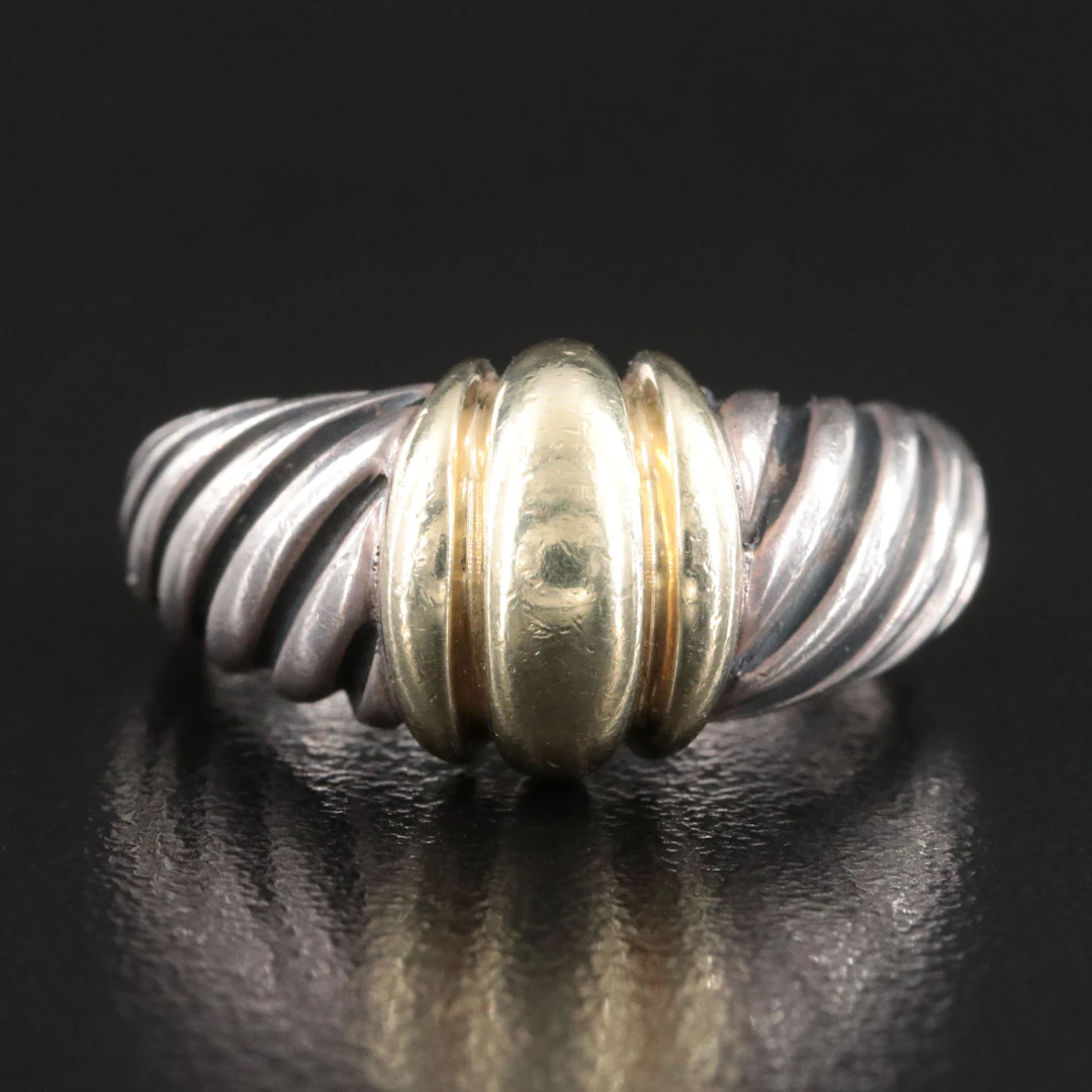David Yurman Thoroughbred Sterling Ring with 14K Accent