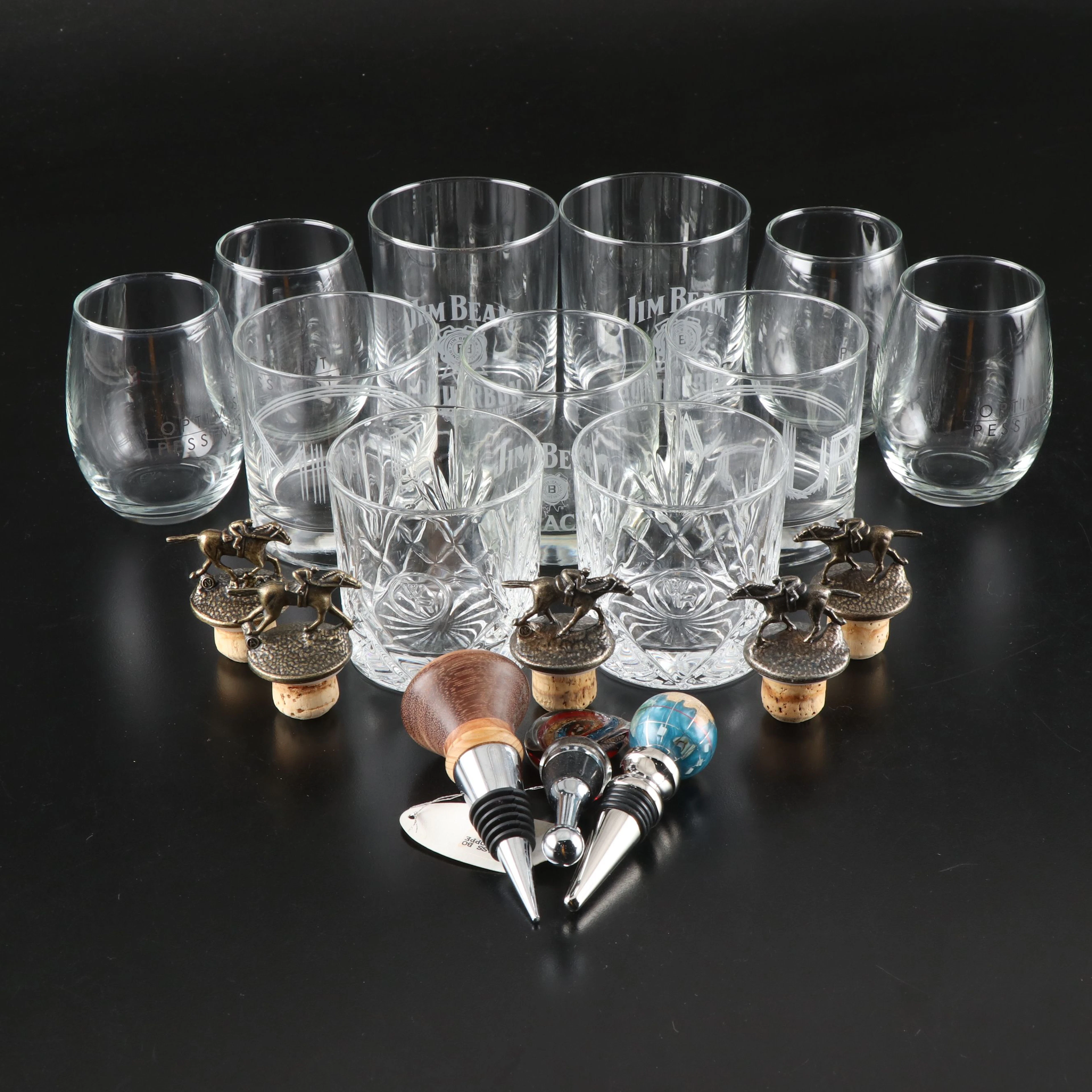 Woodford Reserve Old Fashioned Glasses with Blanton's Stoppers and