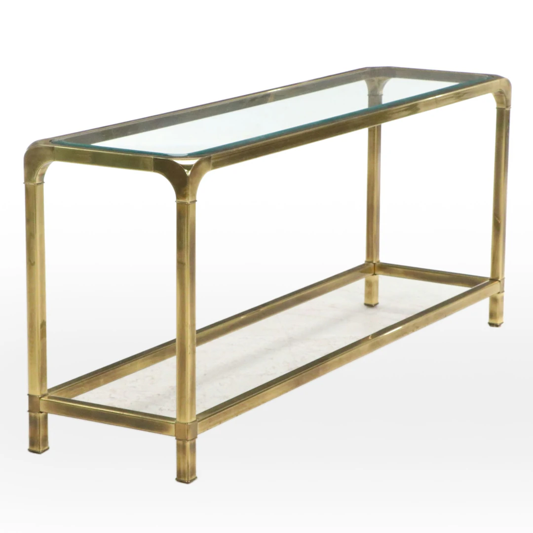 Mastercraft Modernist Glass and Brass Console Table, 1970s
