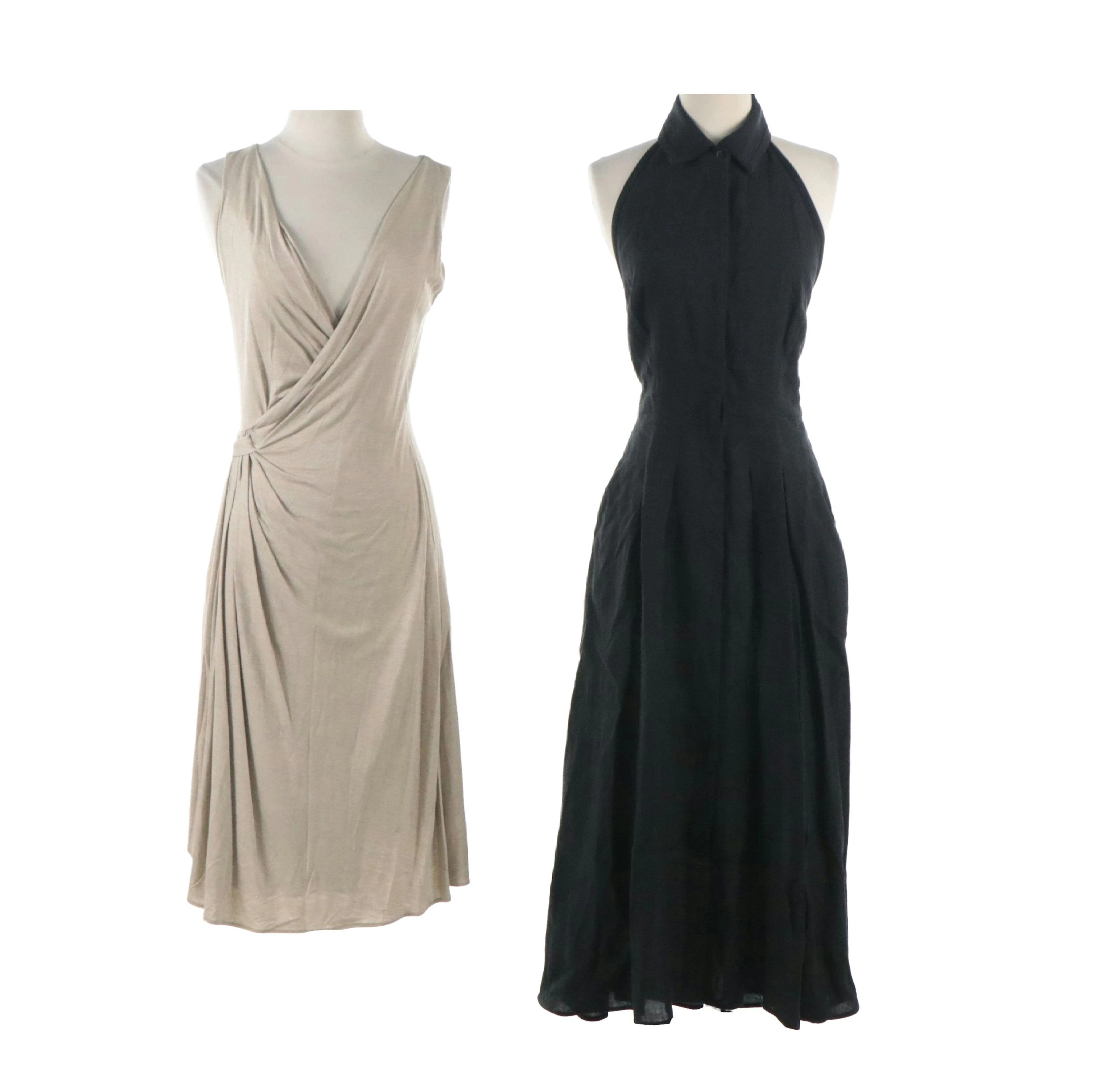 Max Mara Linen Halter Dress with Tag and Jersey Knit Sleeveless Dress