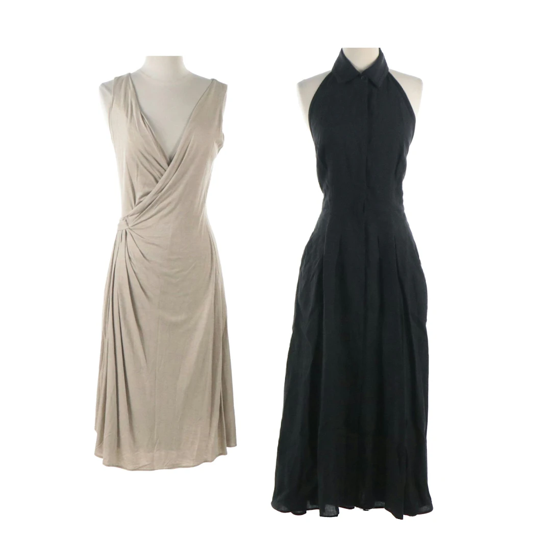 Max Mara Linen Halter Dress with Tag and Jersey Knit Sleeveless Dress