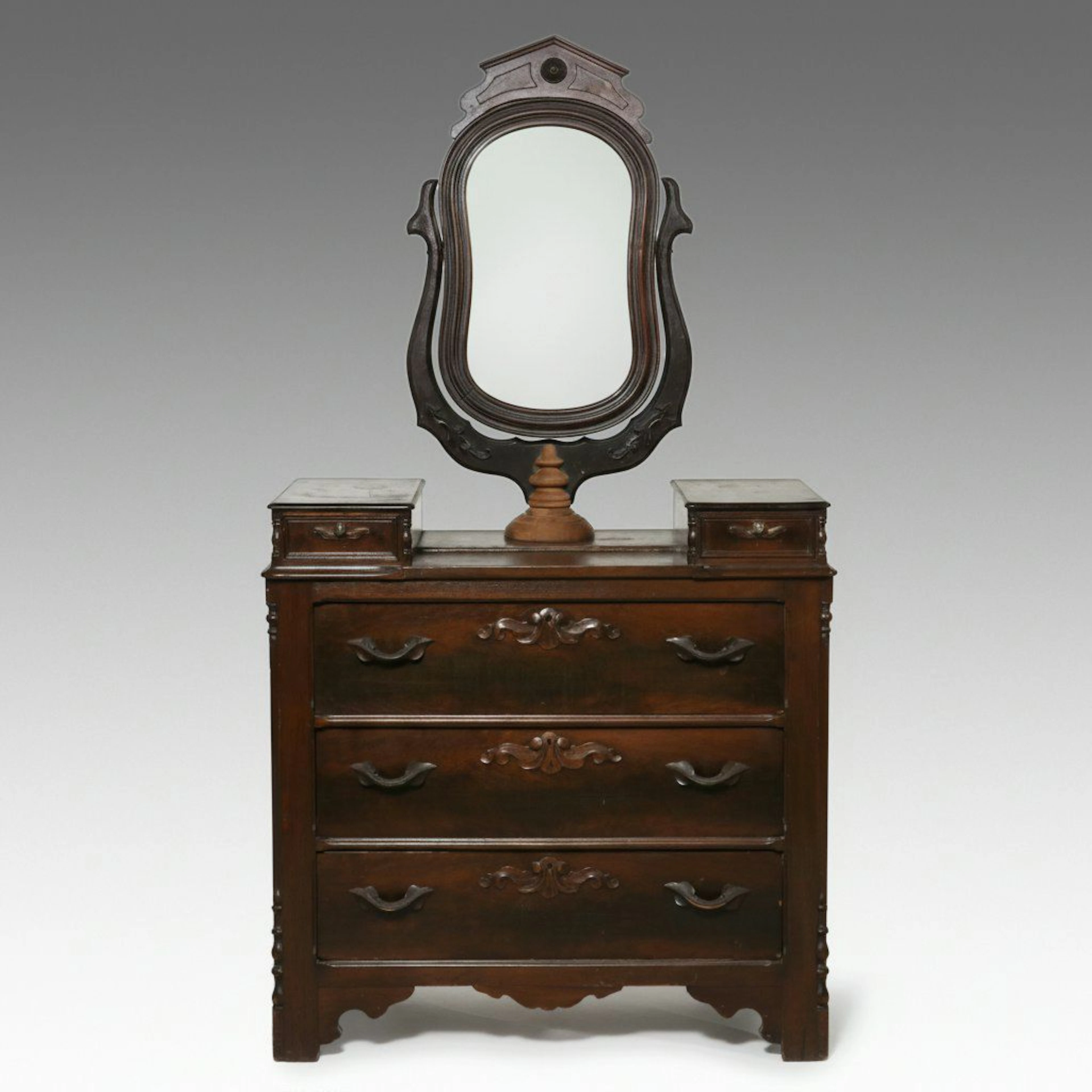 Victorian Renaissance Revival Walnut Dresser with Swivel Mirror