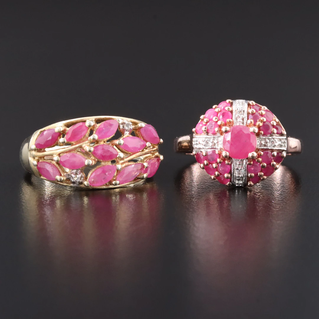 Sterling Ruby and White Topaz Rings