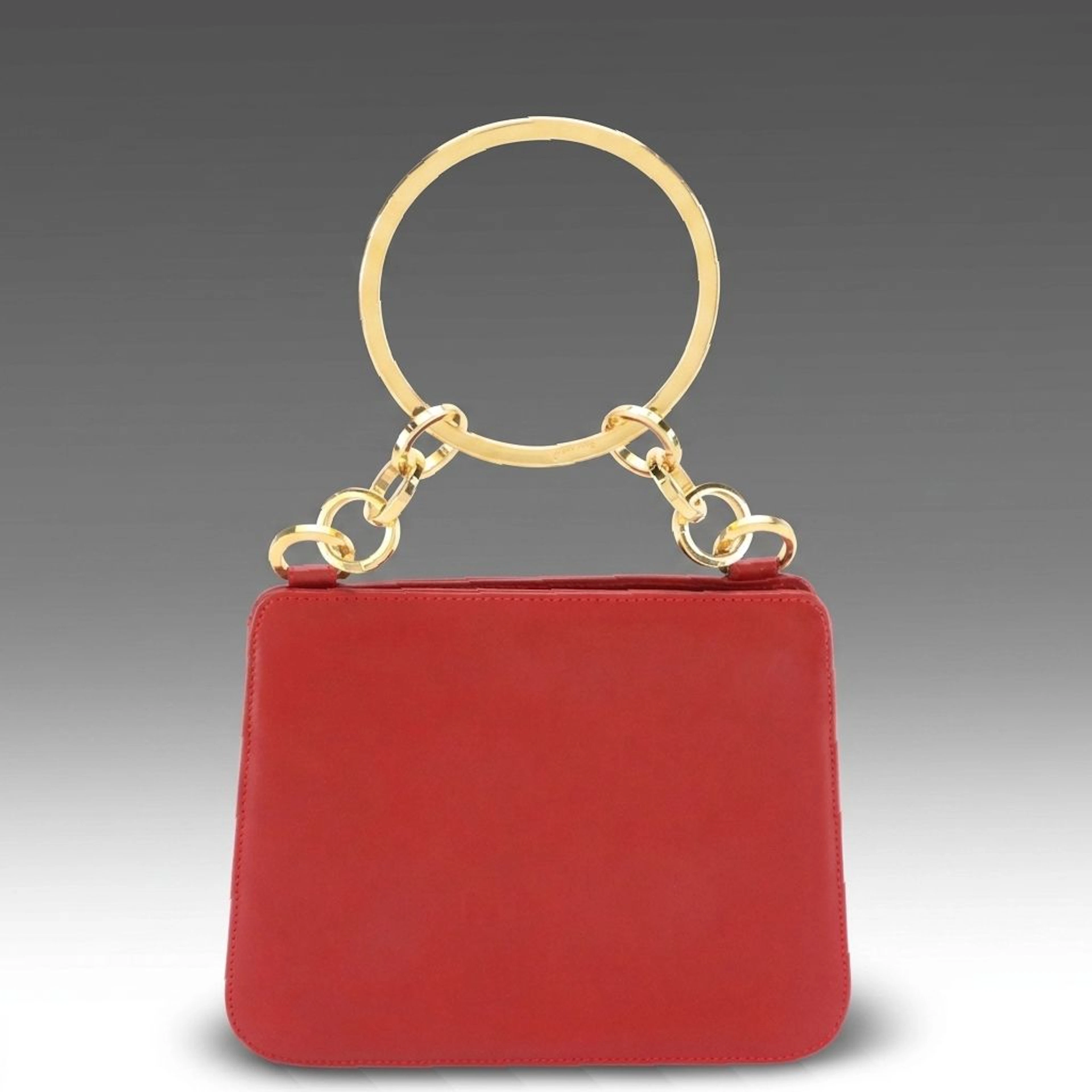 Salvatore Ferragamo Ring Handle Evening Bag in Red Leather