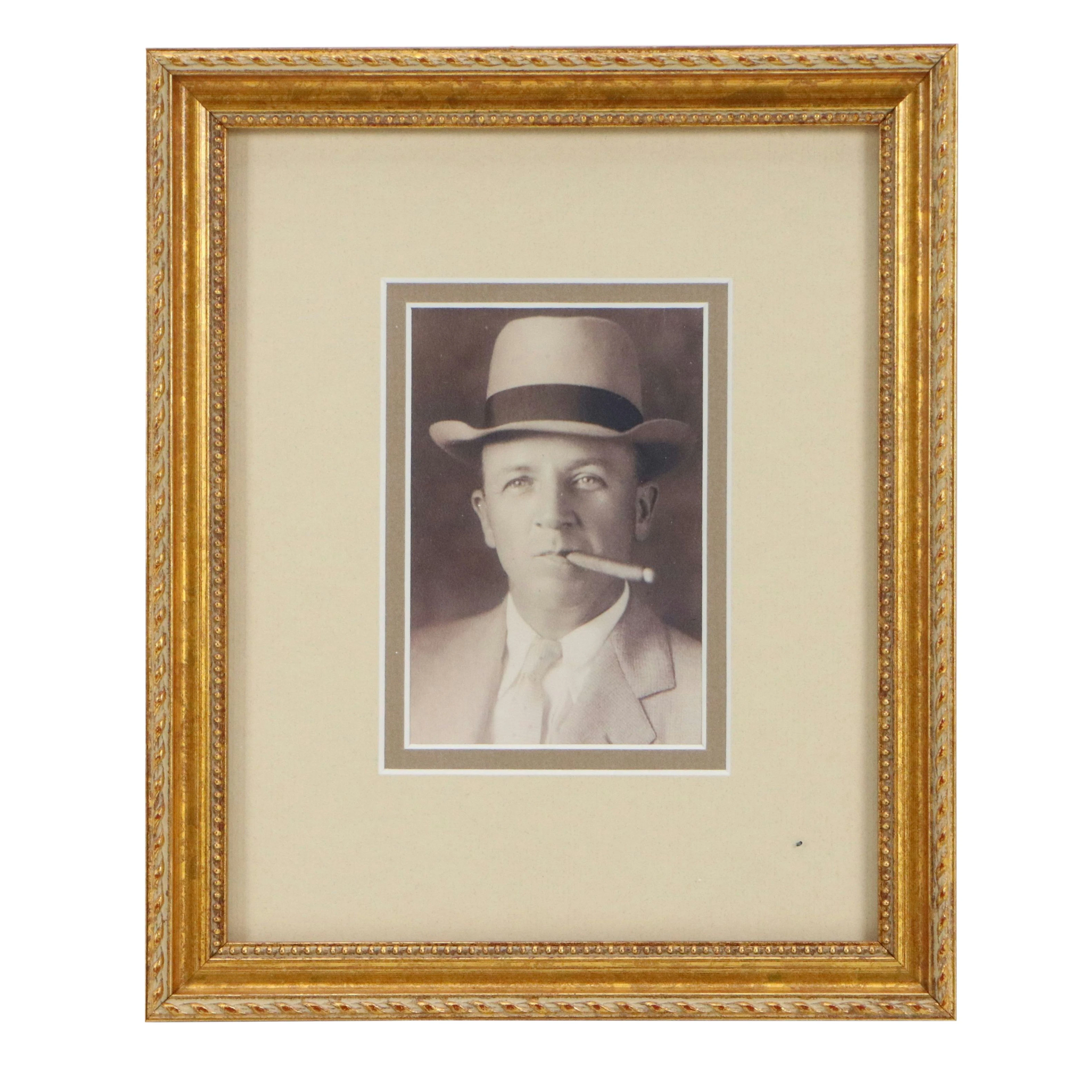 Digital Portrait Print of Man Smoking Cigar, 21st Century