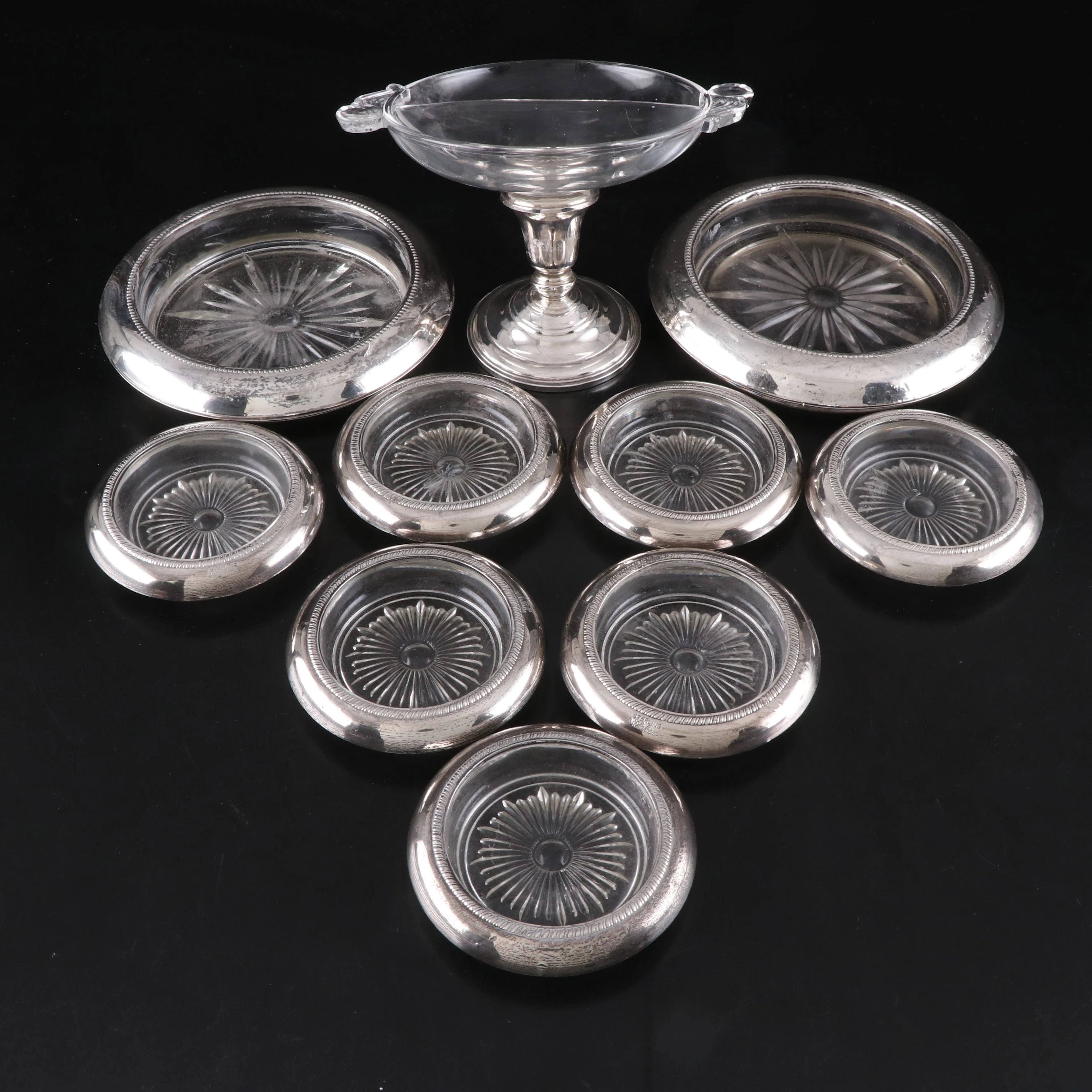 Frank M. Whiting Sterling and Glass Compote and Bottle Coasters, Other Coasters