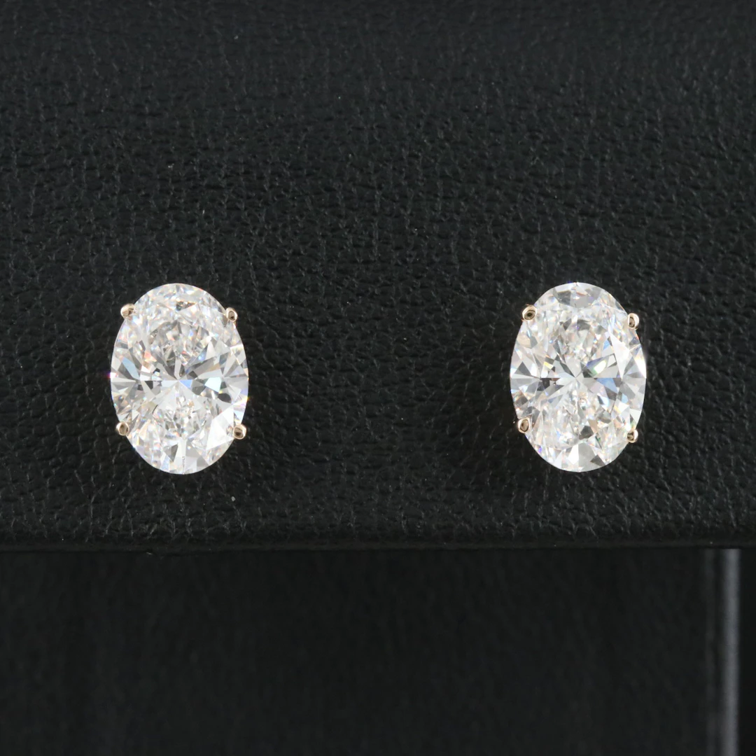 14K 3.20 CTW Lab Grown Diamond Solitaire Earrings with IGI Reports
