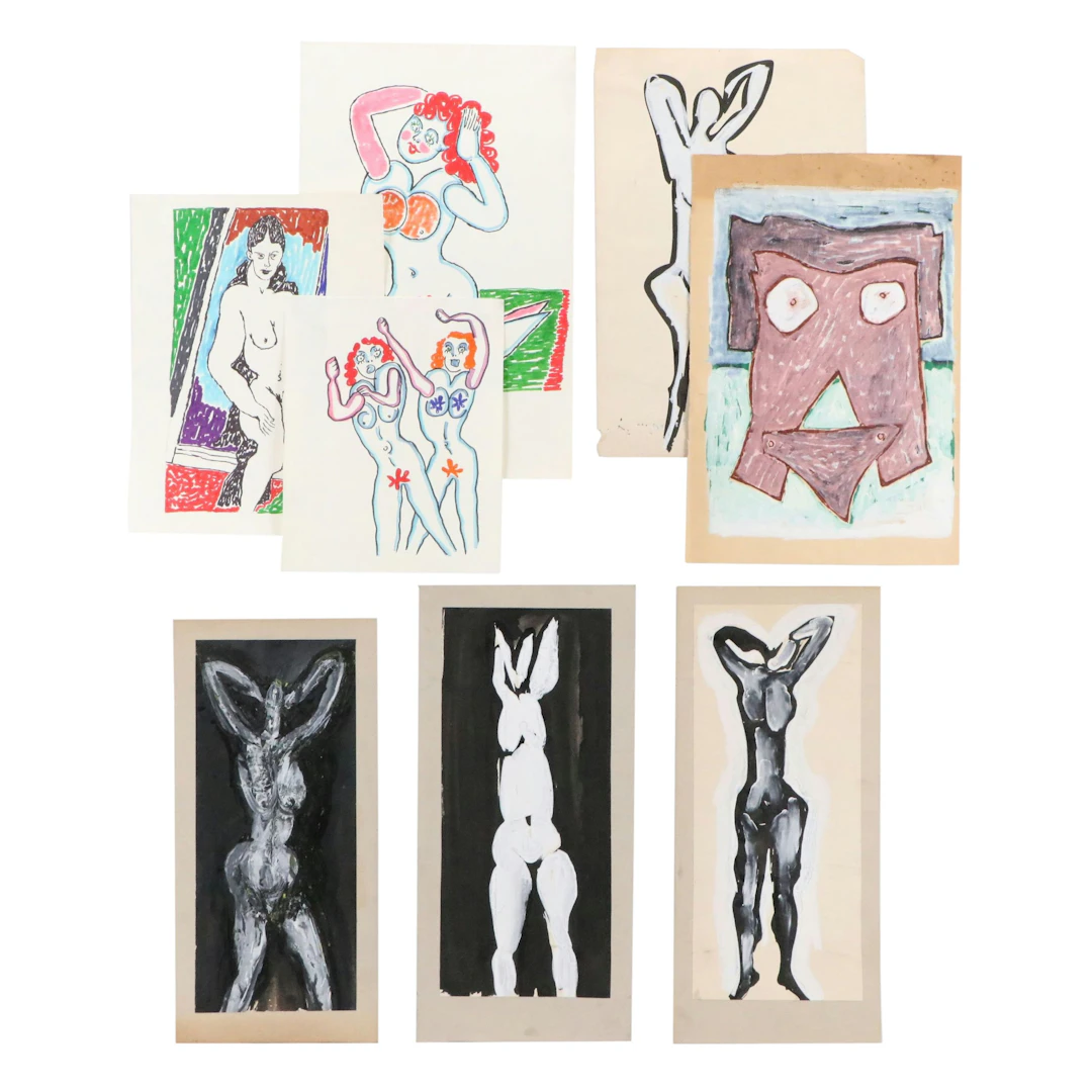 Collection of Achi Sullo Figural Mixed Media Works, Circa Late 20th Century