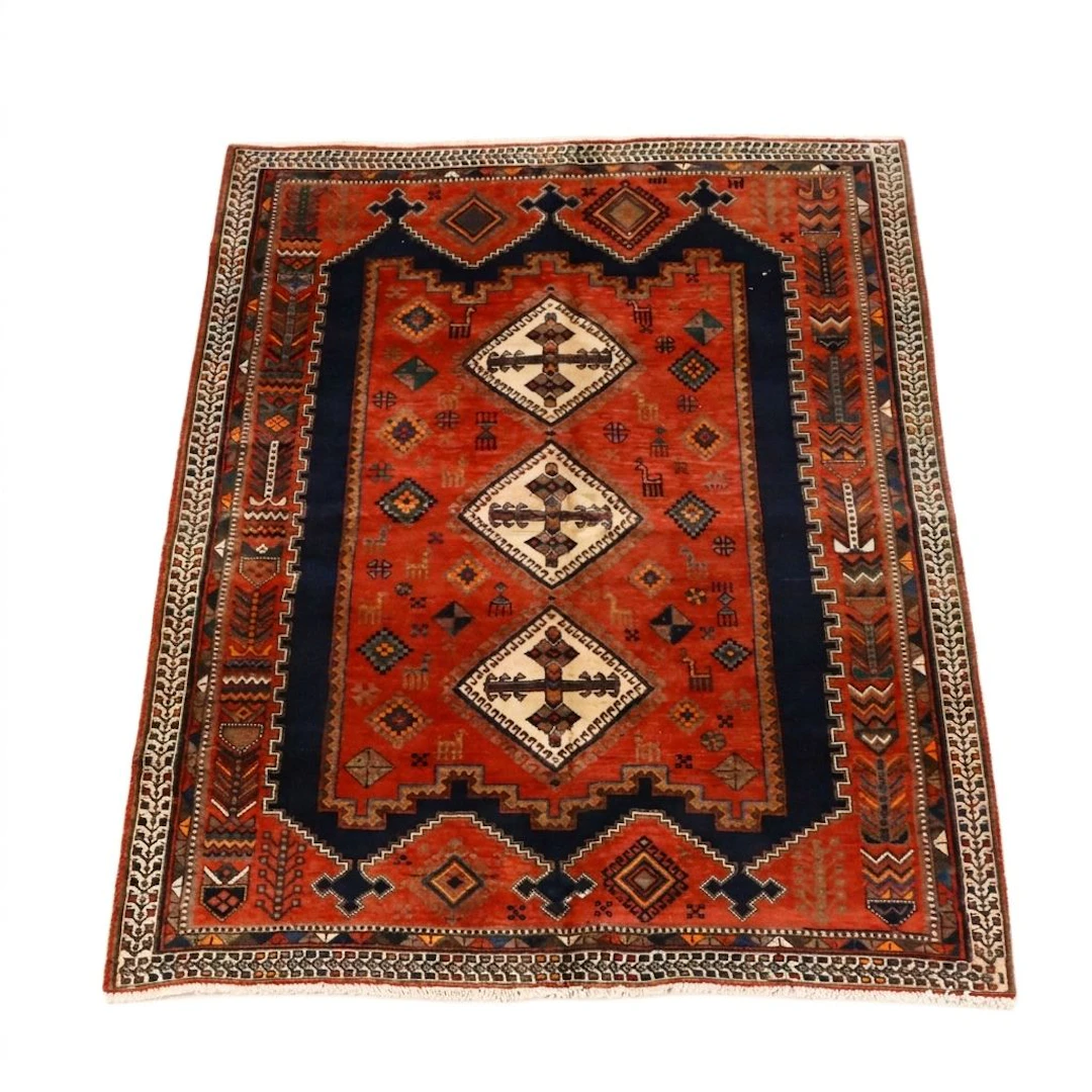 5' x 7'2 Hand-Knotted Persian Afshar Area Rug