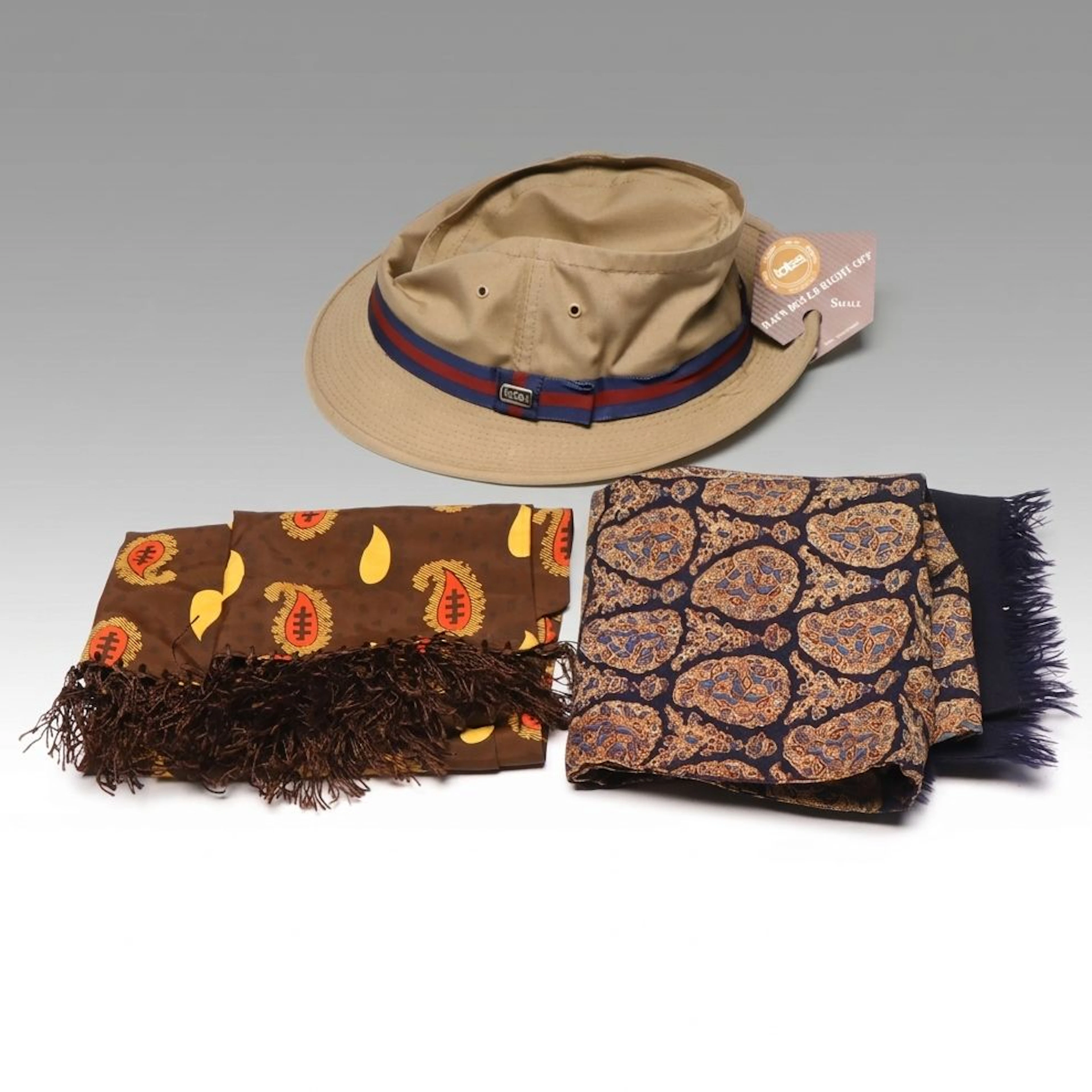 Totes Waterproof Hat, Scarf with Hand-Knotted Fringe, and Cashmere/Wool Scarf