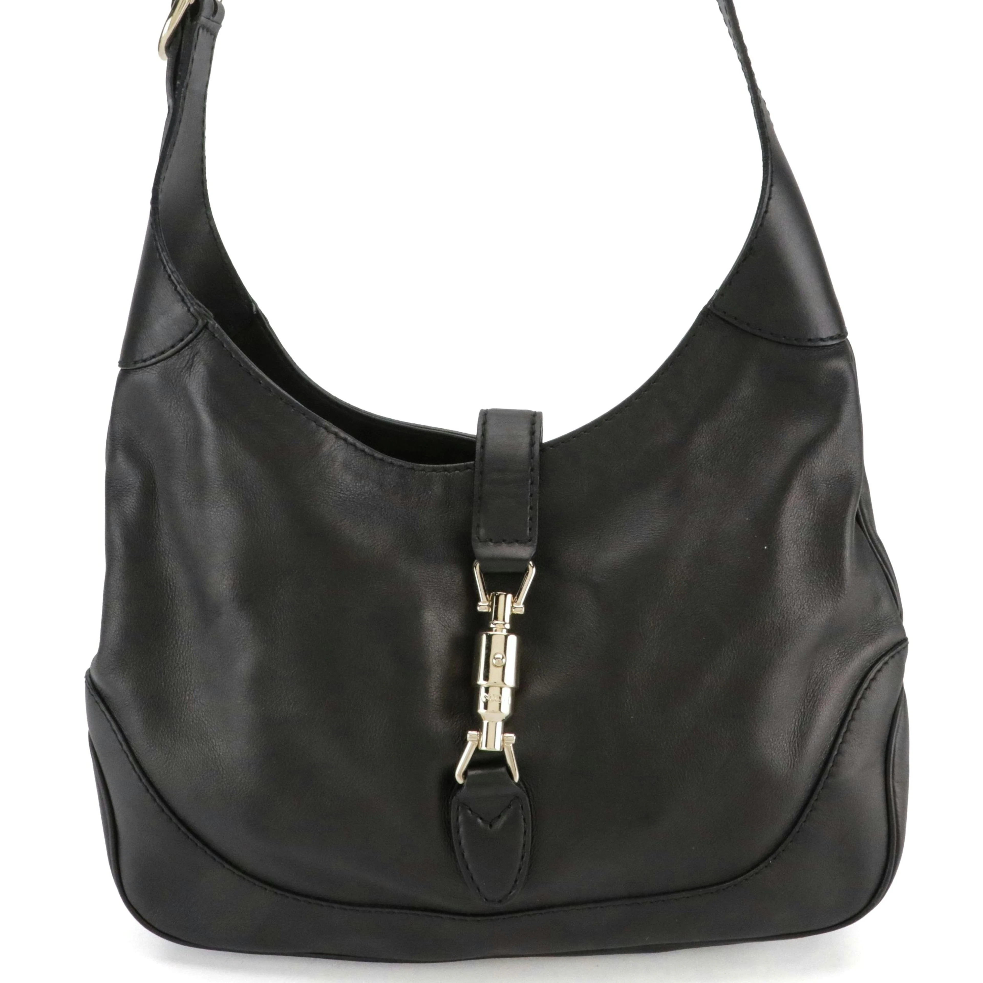 Gucci Jackie Hobo Shoulder Bag in Black Calfskin Leather