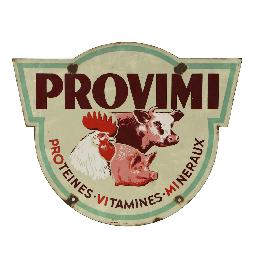 Dutch Animal Feed Sign "Provimi Proteines, Vitamines, Mineraux," 21st C.