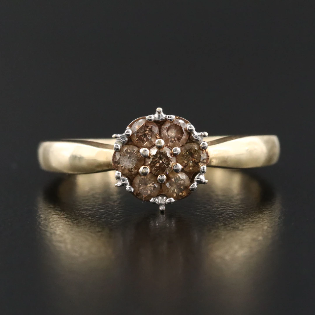 14K 0.48 CTW Fancy Brown Diamond Floral Ring