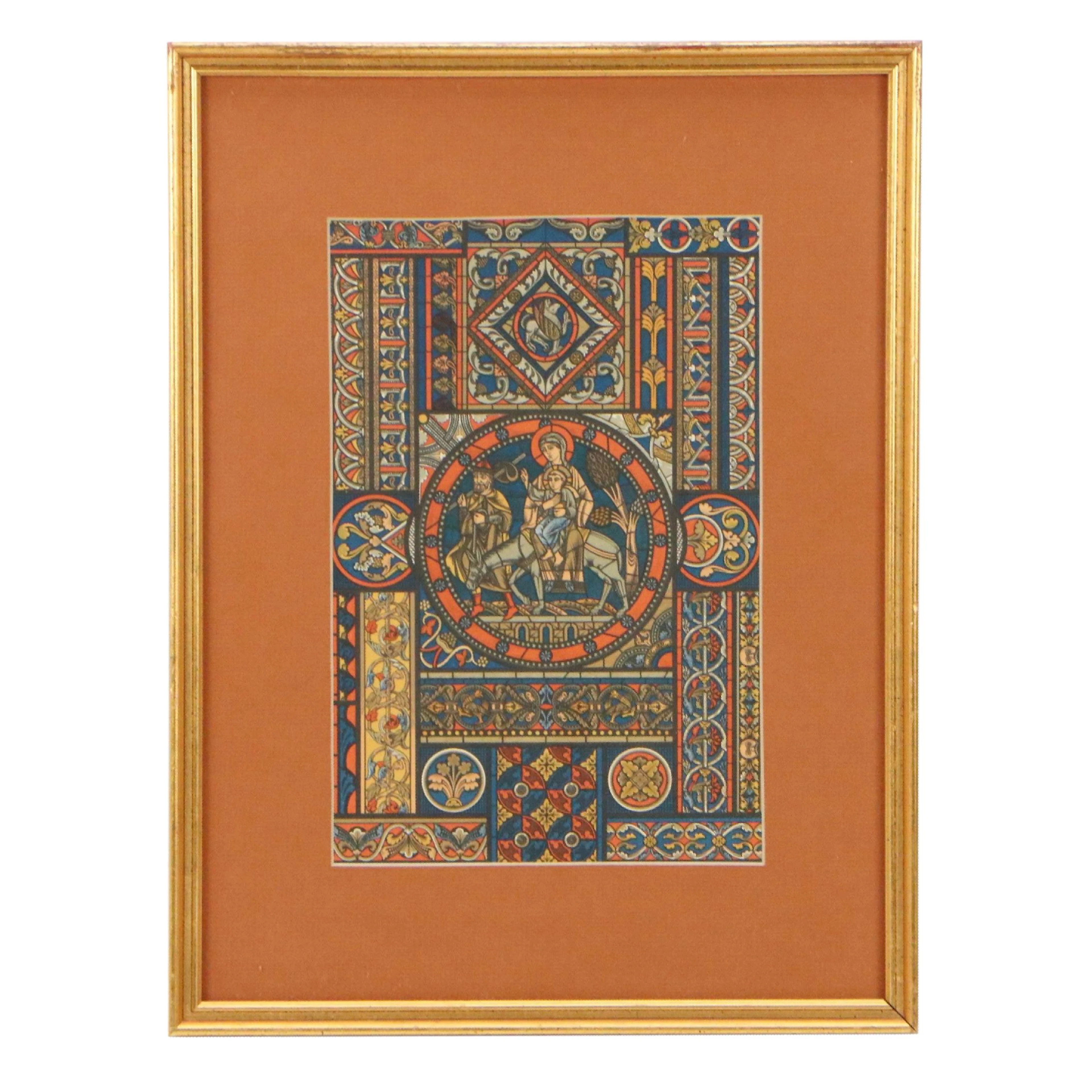 Lithograph After Heinrich Dolmetsch "Romanisch-Gothisch Glasmalerei," 1887