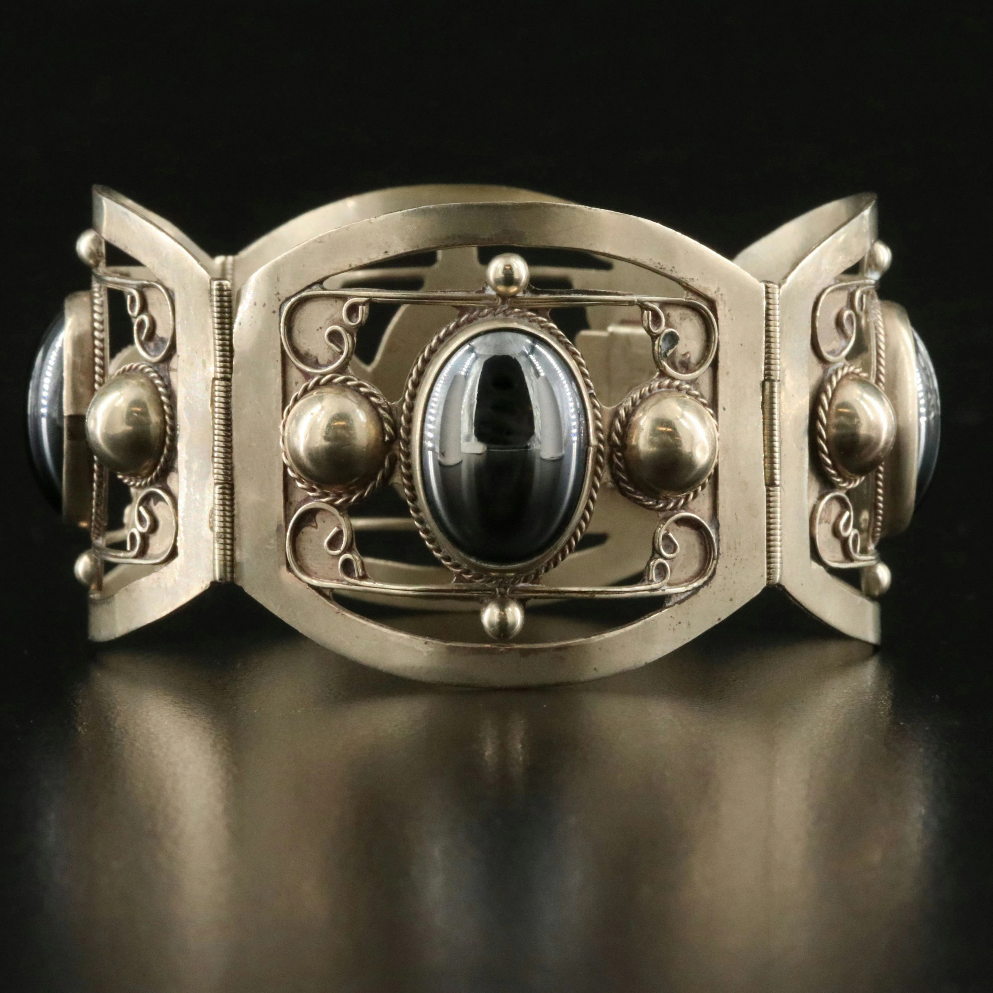 Mexican Faux Hematite Panel Bracelet