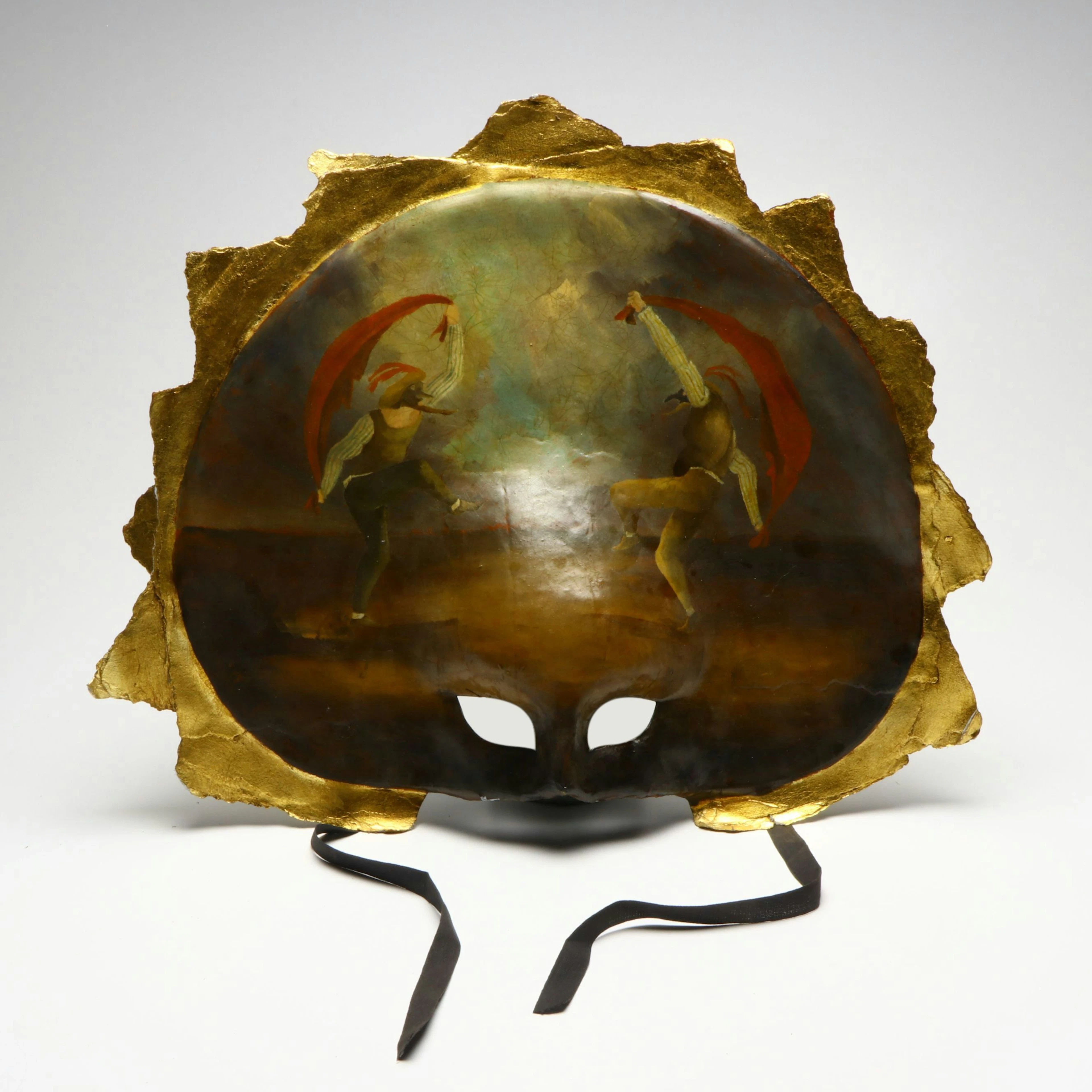 Italian Hand-Painted Papier-Mâché Commedia Del Atre Carnival Mask