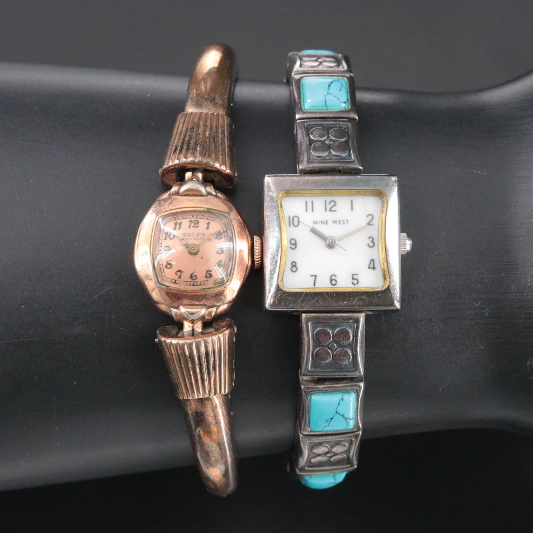 Nine West and Gruen Veri Thin Guildite Vintage Watches