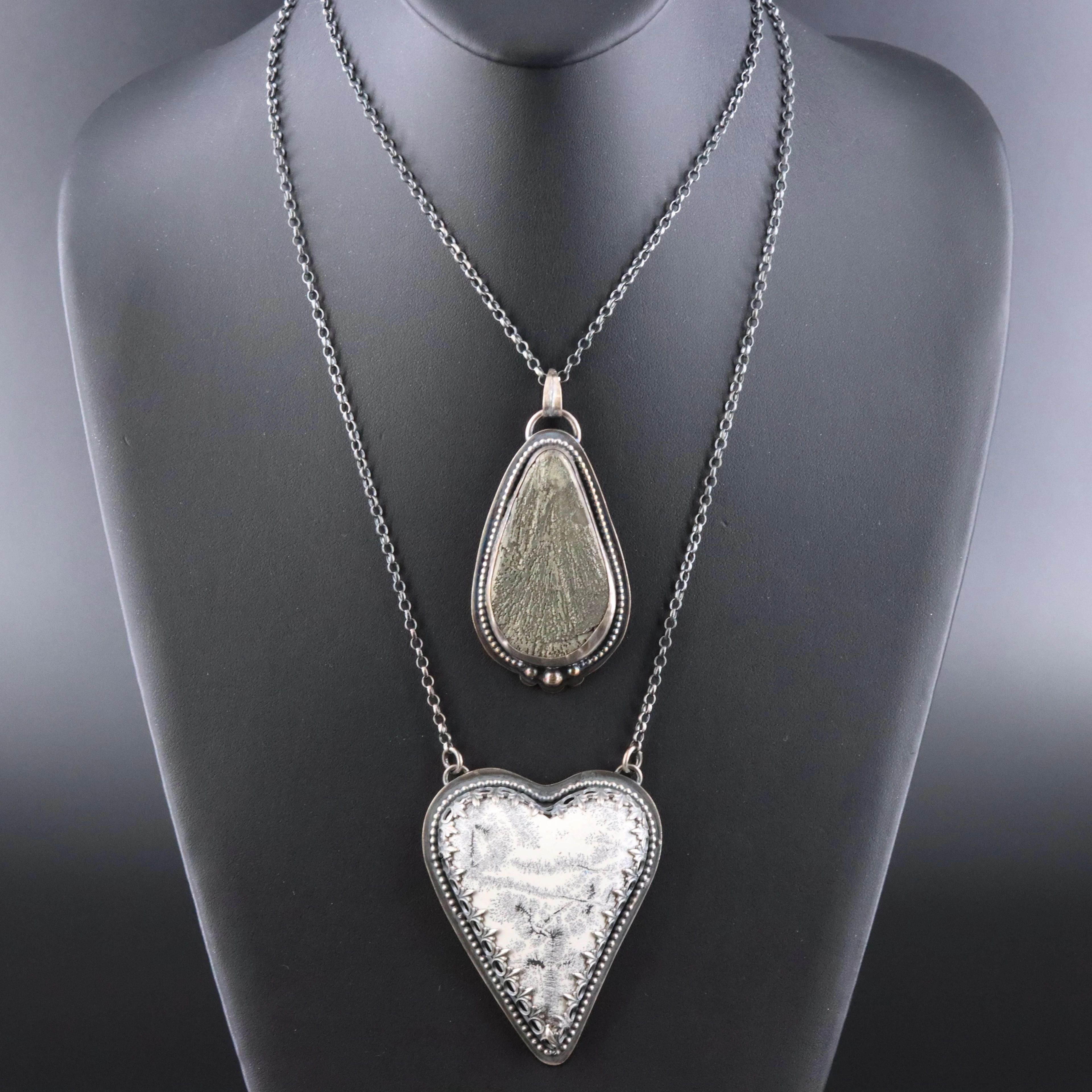 EON Designs Sterling Pyrite and Jasper Necklaces