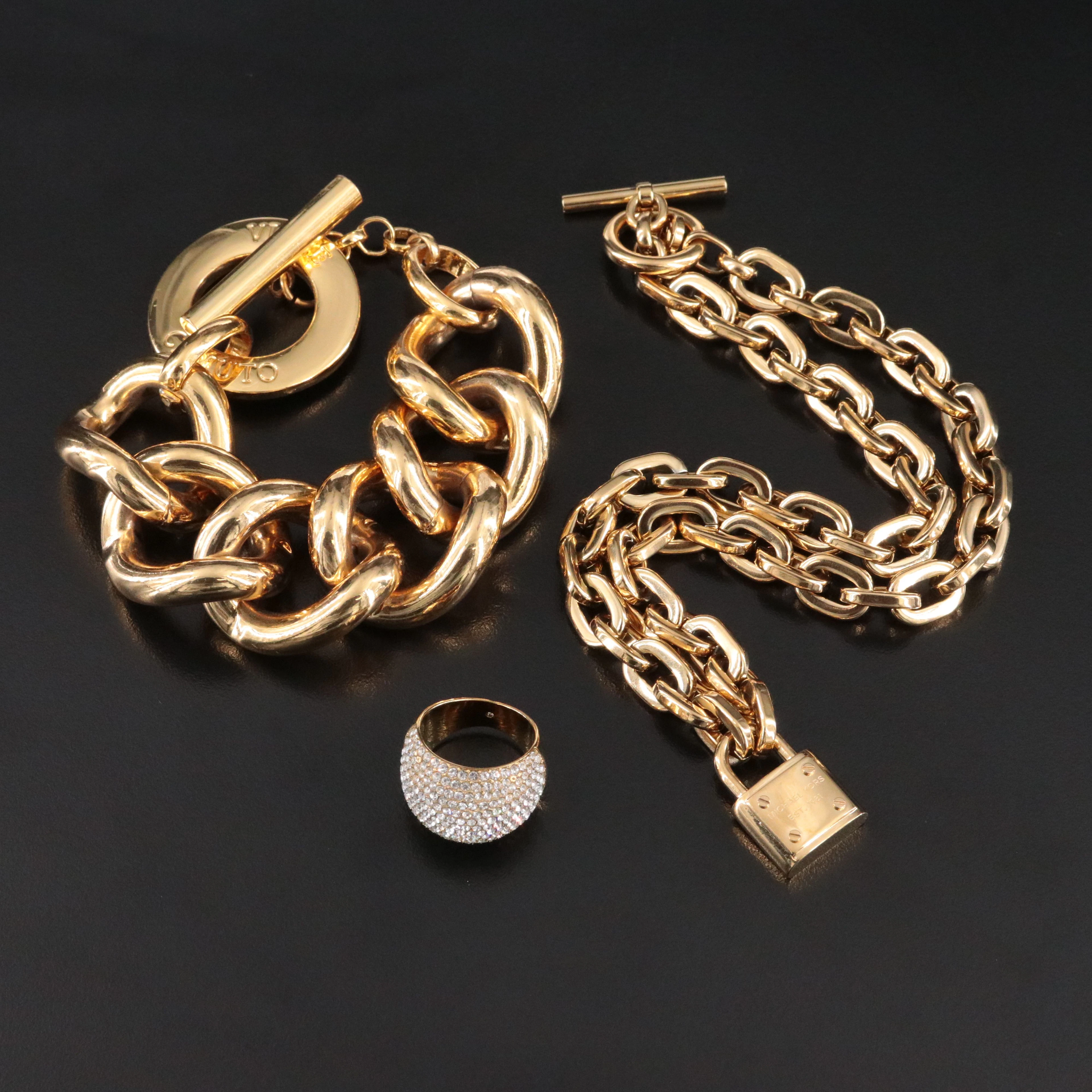 Selection of Chunky Gold Tone Jewelry Featuring Michael Kors