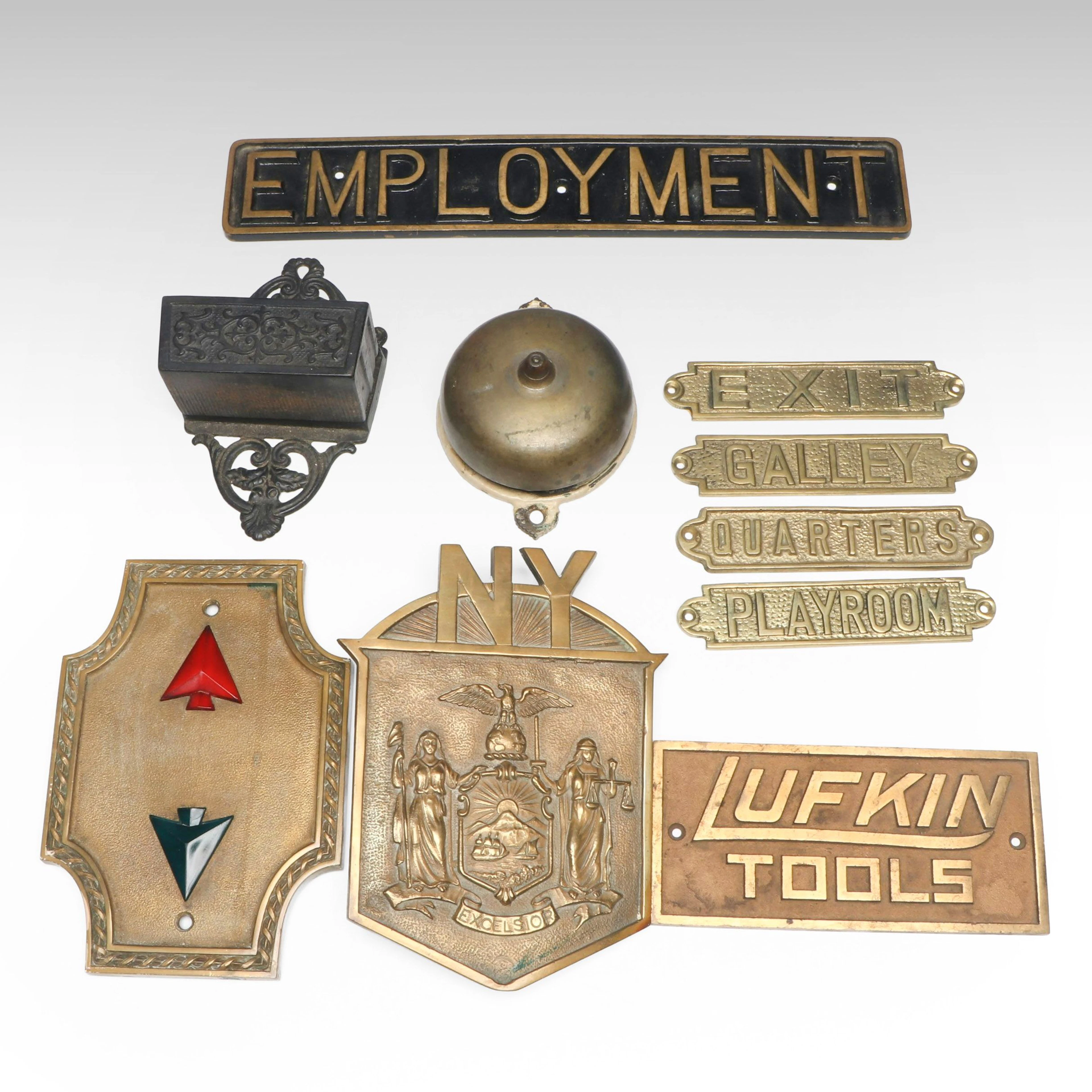 New York State Excelsior Plaque with Brass Signage and More Wall Décor